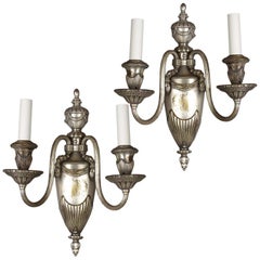 Pair of Gadrooned Silver Sconces by Bradley & Hubbard