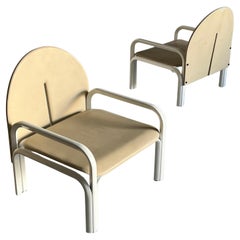 Paar Gae Aulenti '54L' Sessel für Knoll International, beige Leder, 70er-Jahre, Paar