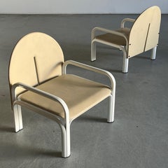 Pair of Gae Aulenti '54L' Armchairs for Knoll International in Beige Leather