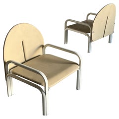 Pair of Gae Aulenti 
54L
 Armchairs for Knoll International in Beige Leather
