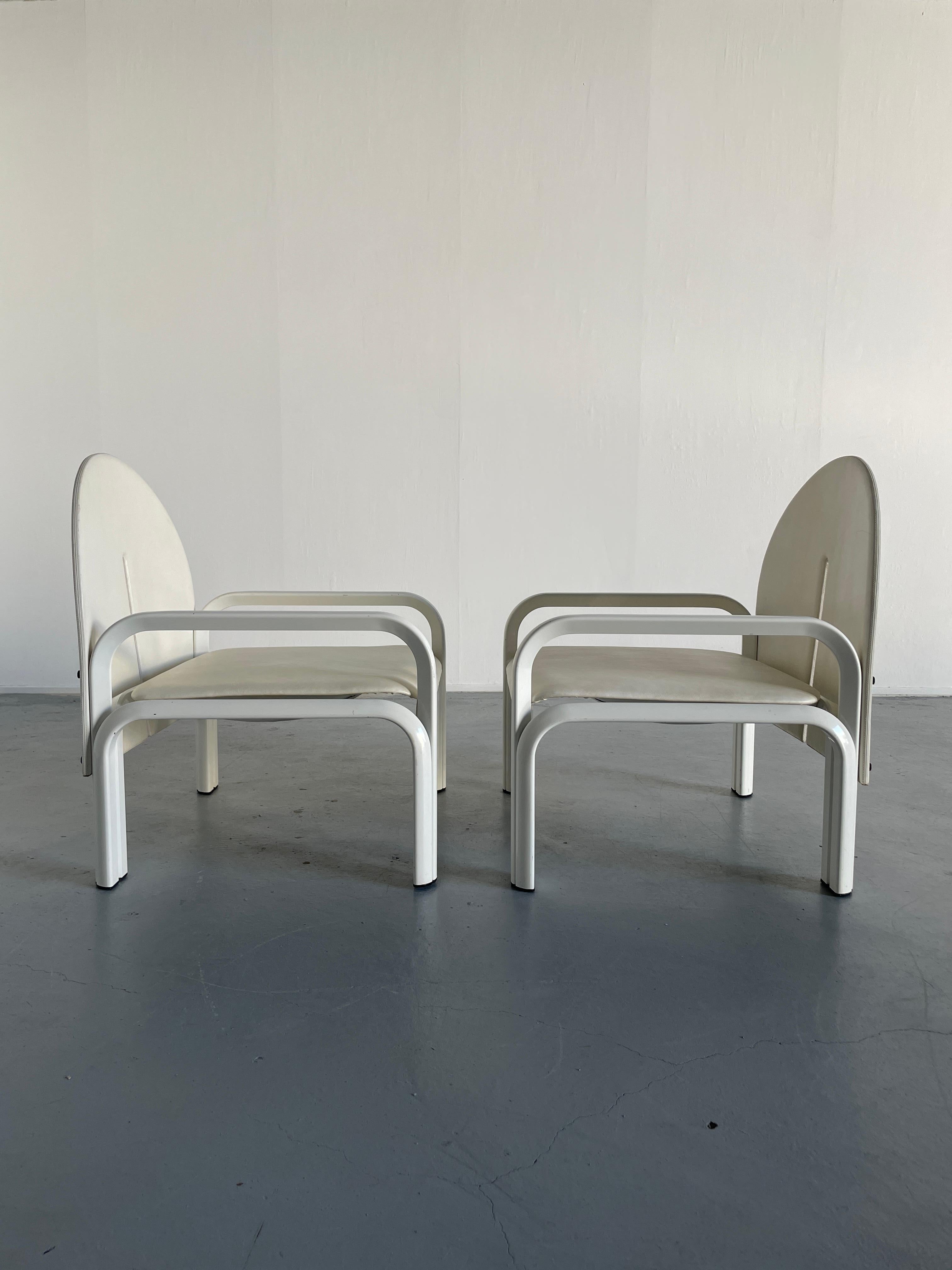 Italian Pair of Gae Aulenti '54L' White Edition Armchairs for Knoll International, 1970s