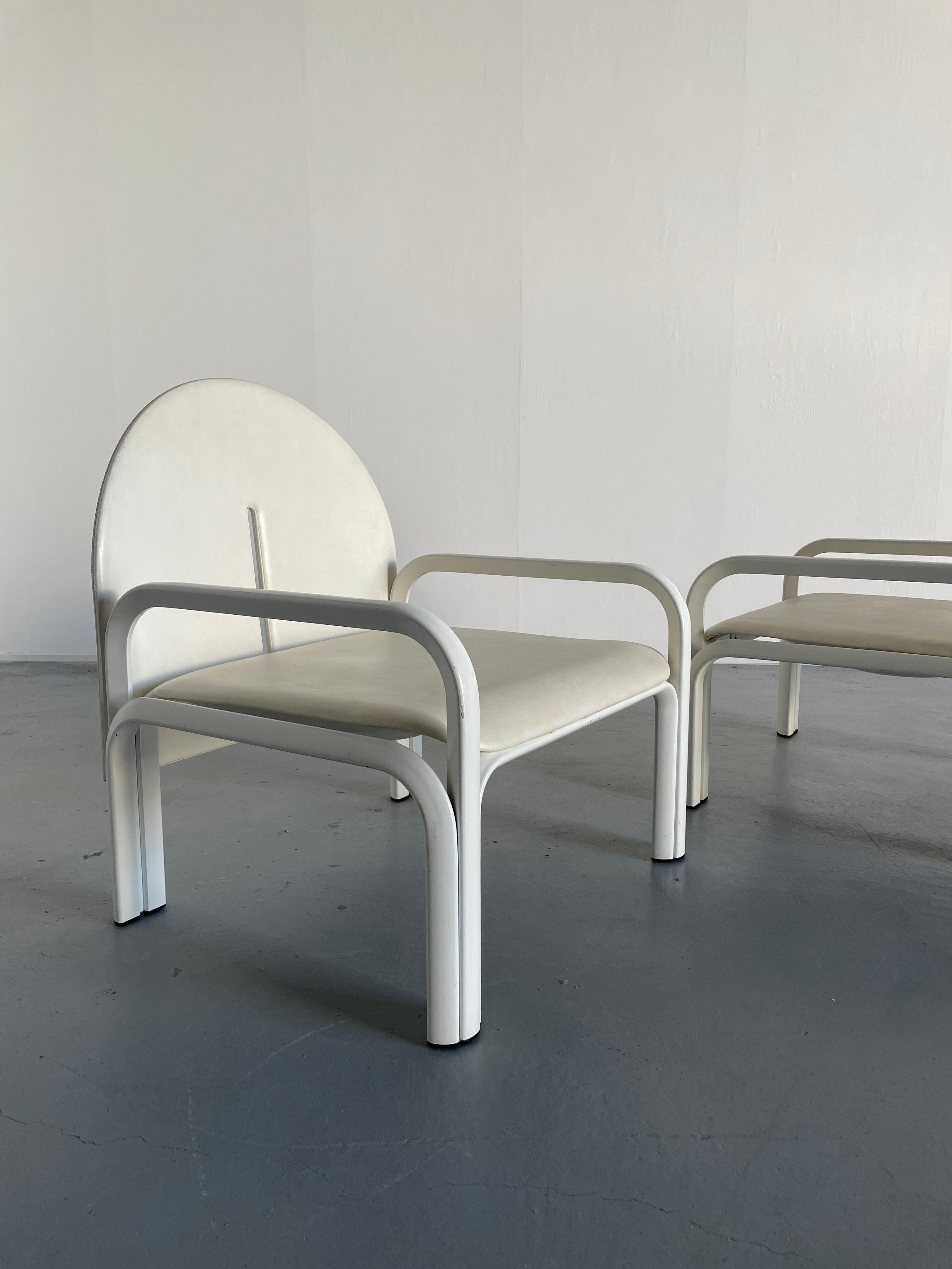 Paar Gae Aulenti '54L' Sessel in weißer Auflage für Knoll International, 1970er Jahre 1