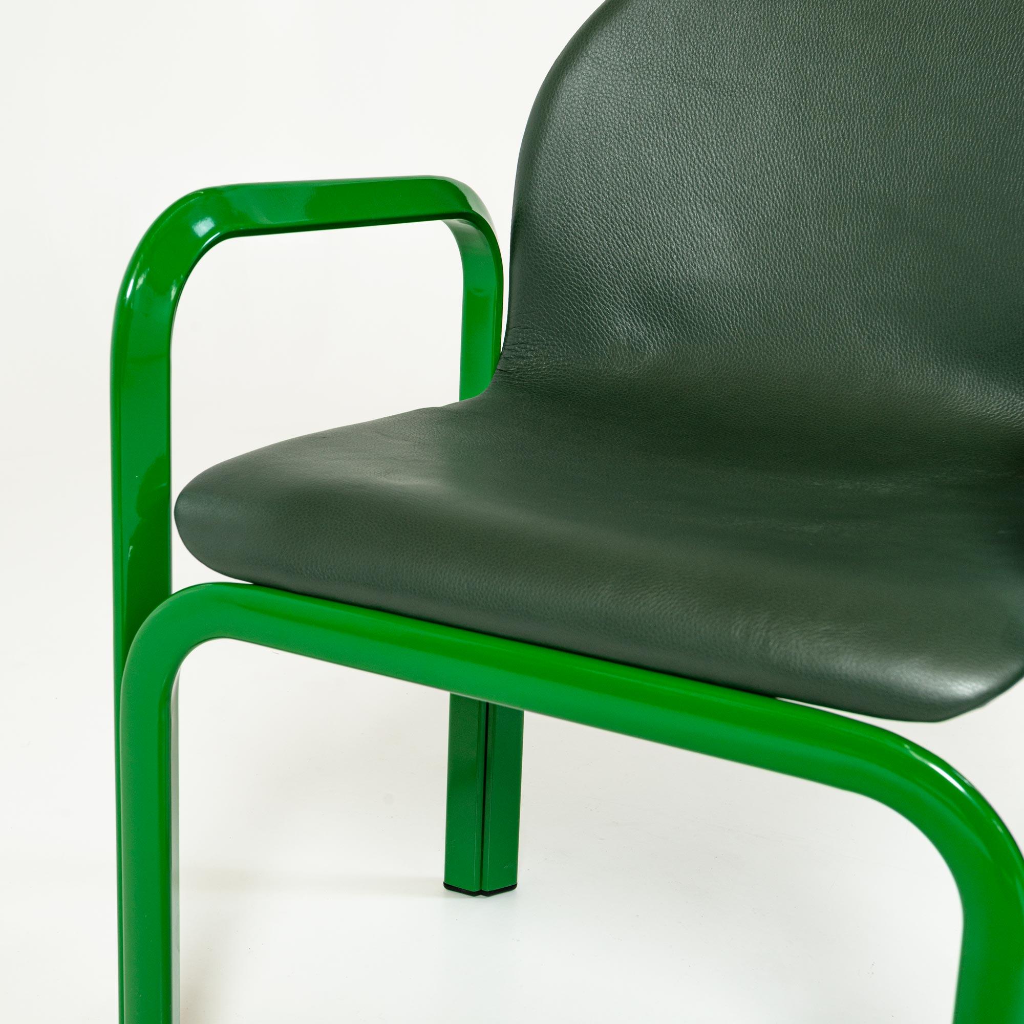 Pair of Gae Aulenti Arm Chairs Model 54A in Tonal Green 1