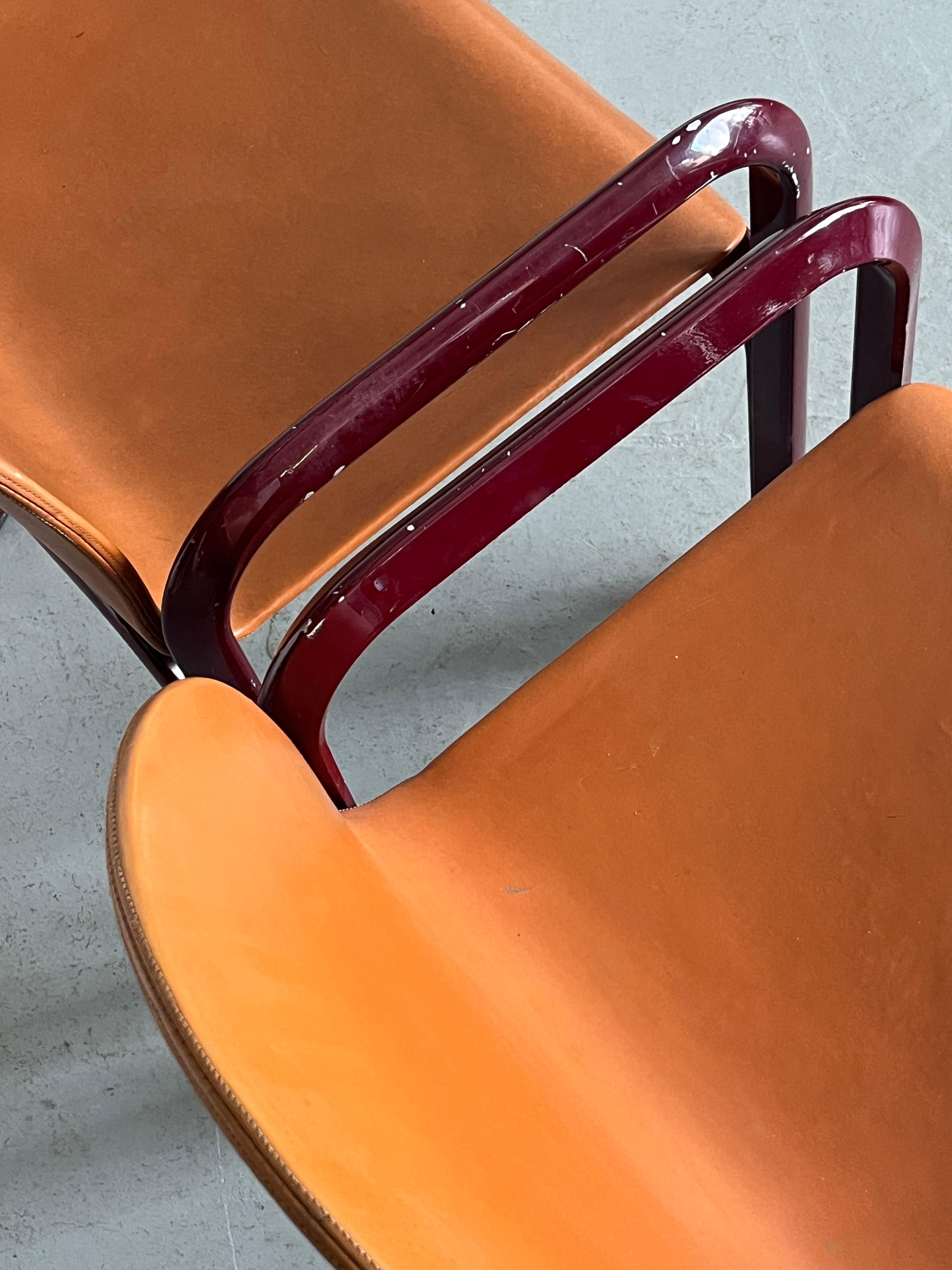 Ein Paar Gae Aulenti 'Orsay' Sessel für Knoll International in Cognac Leder im Angebot 2