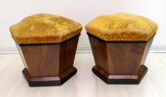 Pair of Gaetano Borsani Art Deco Italian Walnut Atelier Varedo Poufs, 1925