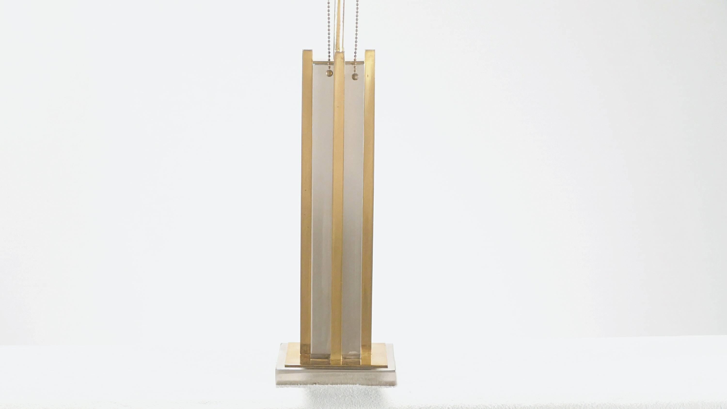 Mid-Century Modern Pair of Gaetano Sciolari Brass and Chrome Lamps, 1970s