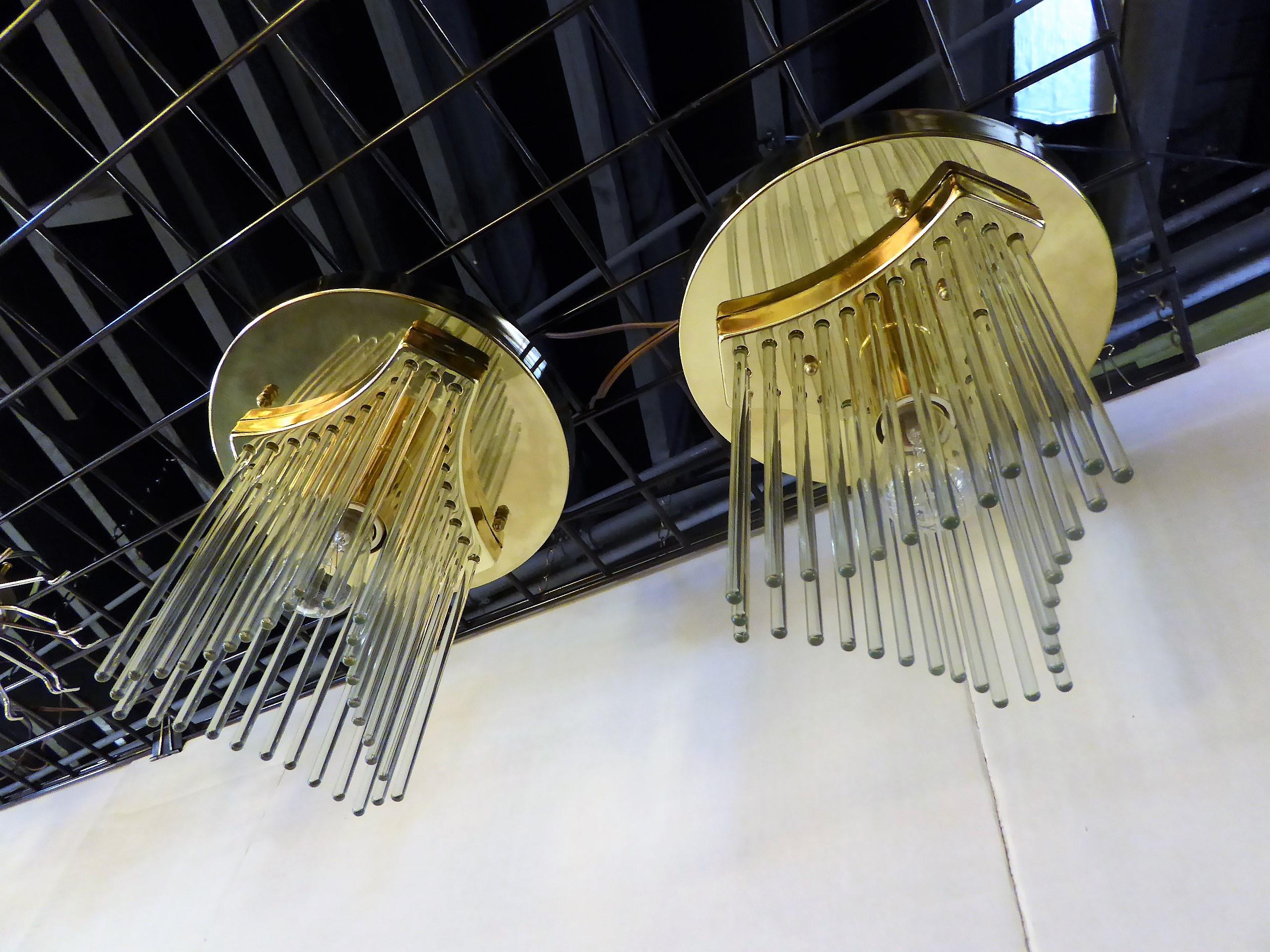 Ein Paar Gaetano Sciolari Wasserfall-Einbaubeleuchtung für Lightolier mit Glasstab (Italienisch) im Angebot