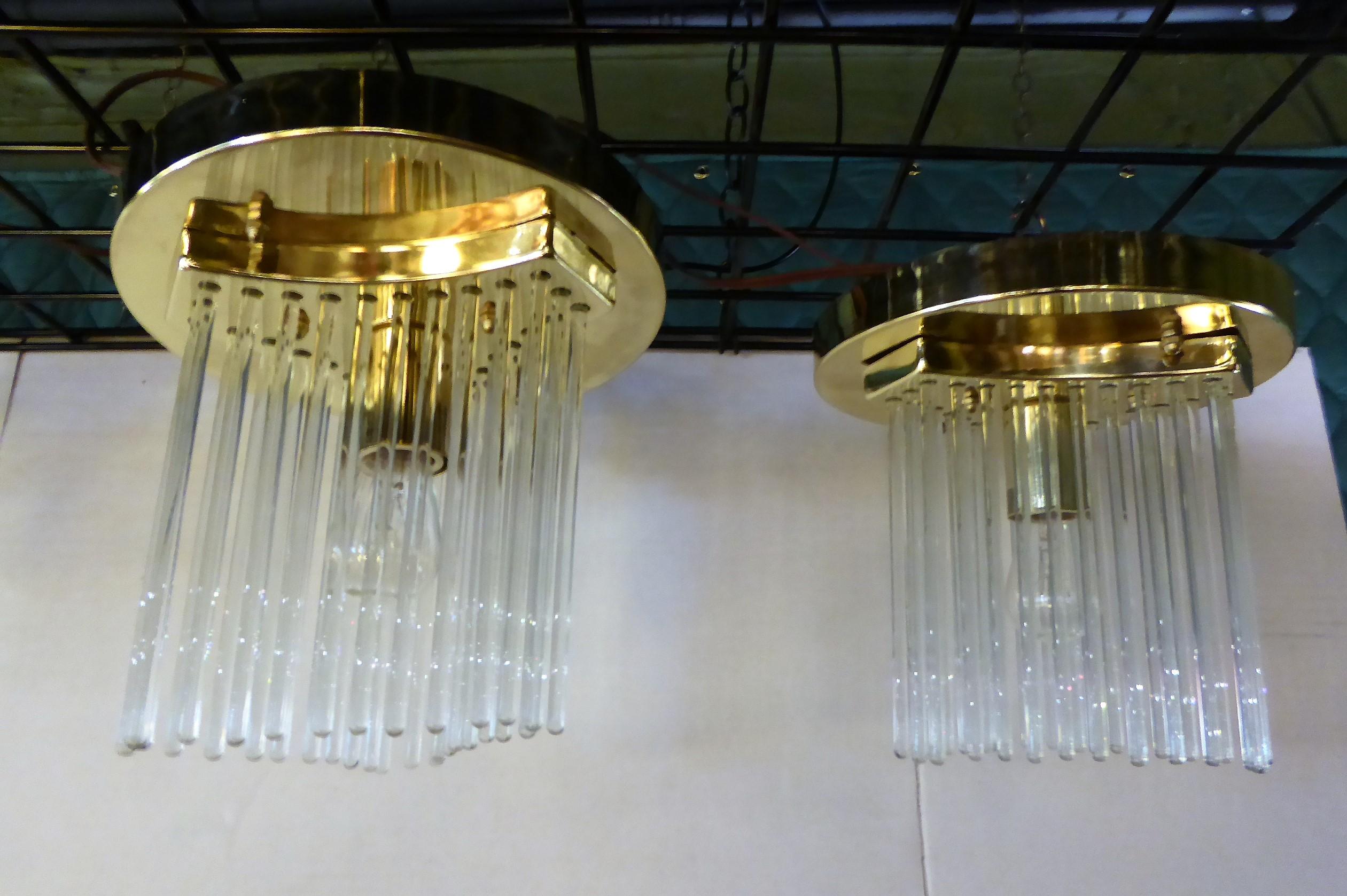 Ein Paar Gaetano Sciolari Wasserfall-Einbaubeleuchtung für Lightolier mit Glasstab im Angebot 2