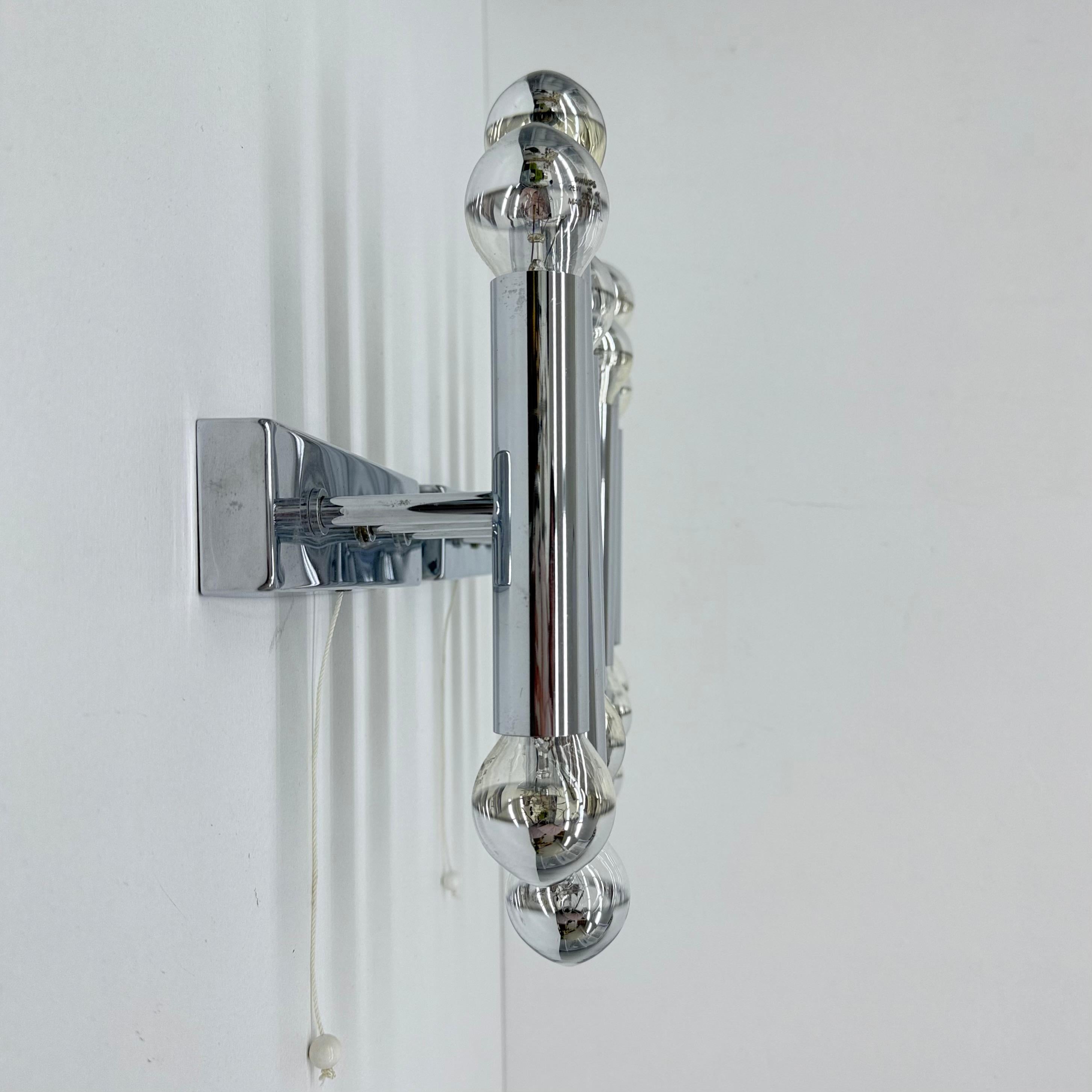Paar Gaetano Sciolari Wandlampen Leuchter Chrom Röhren, 1970er Jahre (Moderne der Mitte des Jahrhunderts) im Angebot