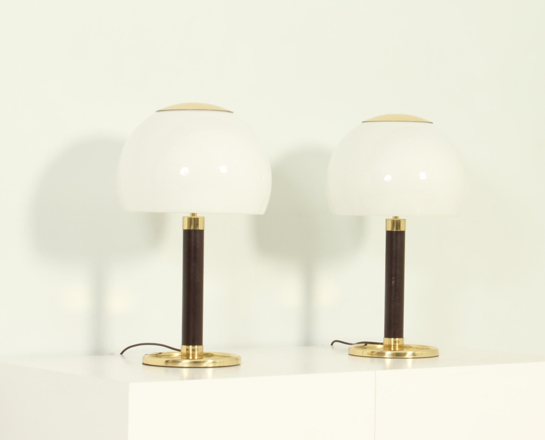 Mid-Century Modern Pair of Gaetano Scolari Table Lamps for Metalarte, Spain