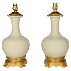 Pair of Gagneau of Paris Ormolu Mounted Small Scale 19th Century Table Lamps