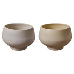 Pair of Gainey Matte Glazed Ceramic Planters, circa 2000s