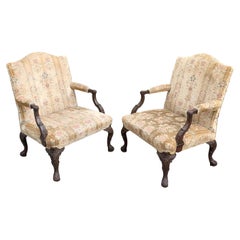 Antique Pair of Gainsborough Library chairs in the Chippendale taste