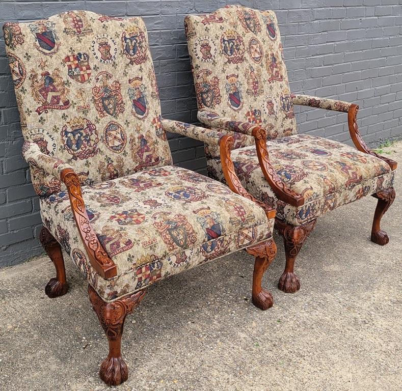 American Pair of Gainsborough Library Chairs in the Irish Georgian Style For Sale