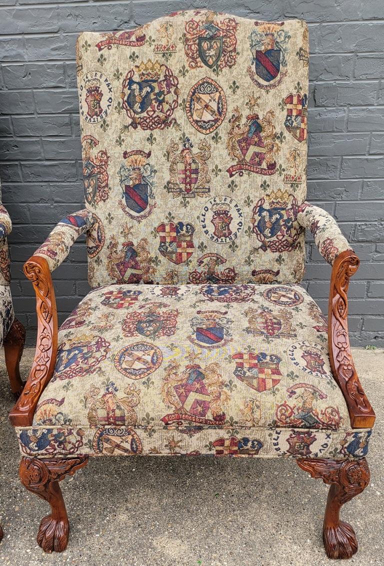Pair of Gainsborough Library Chairs in the Irish Georgian Style In Good Condition For Sale In Dallas, TX