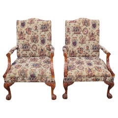 Vintage Pair of Gainsborough Library Chairs in the Irish Georgian Style