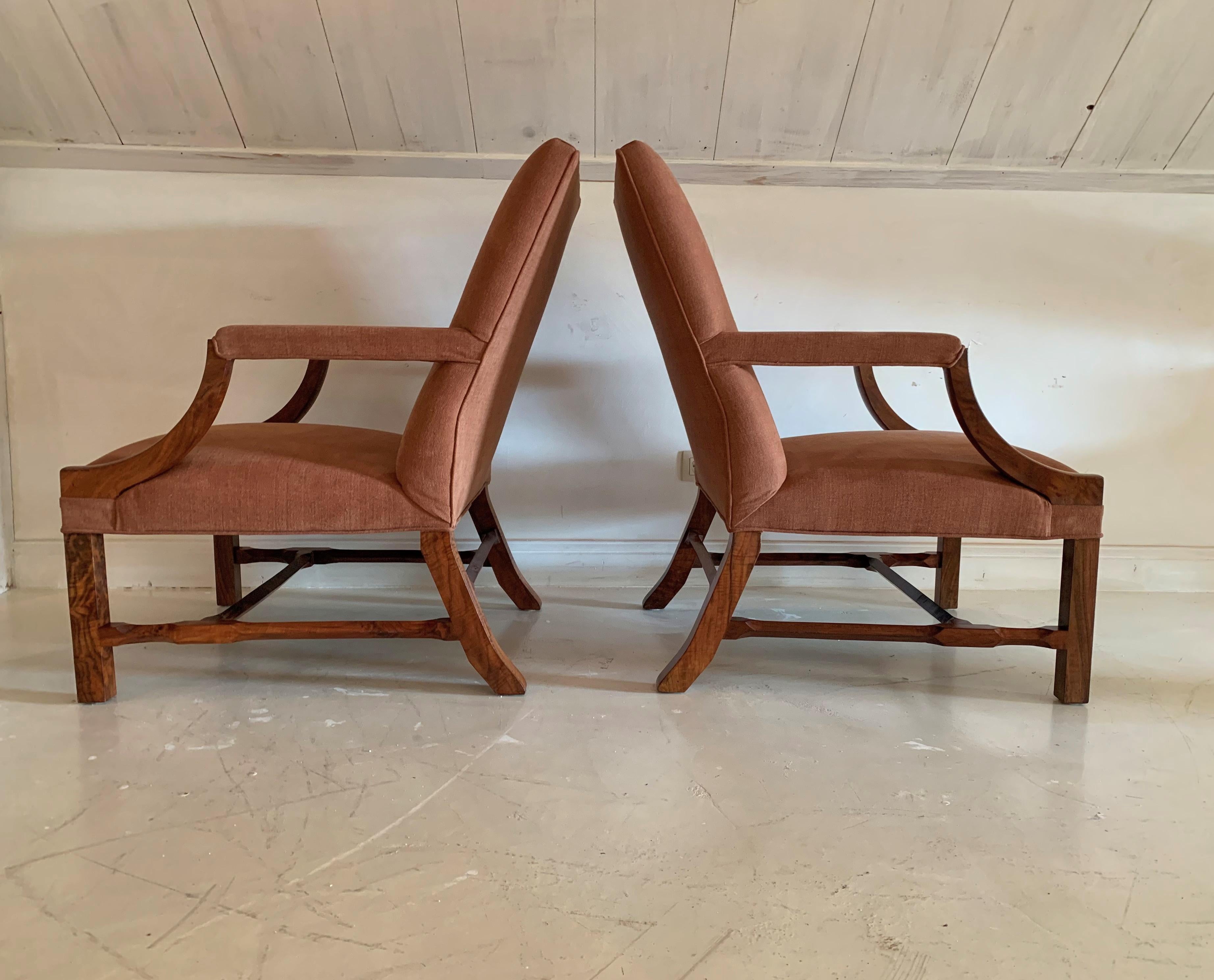 Georgian Pair of Gainsborough Style Lounge Chairs For Sale