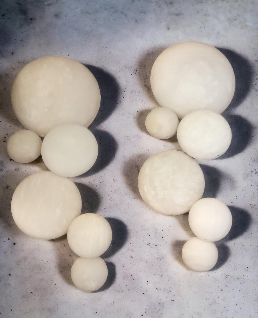 Space Age Pair of Galaxy Contemporary Italian Alabaster Marble Globe Wall Lights For Sale
