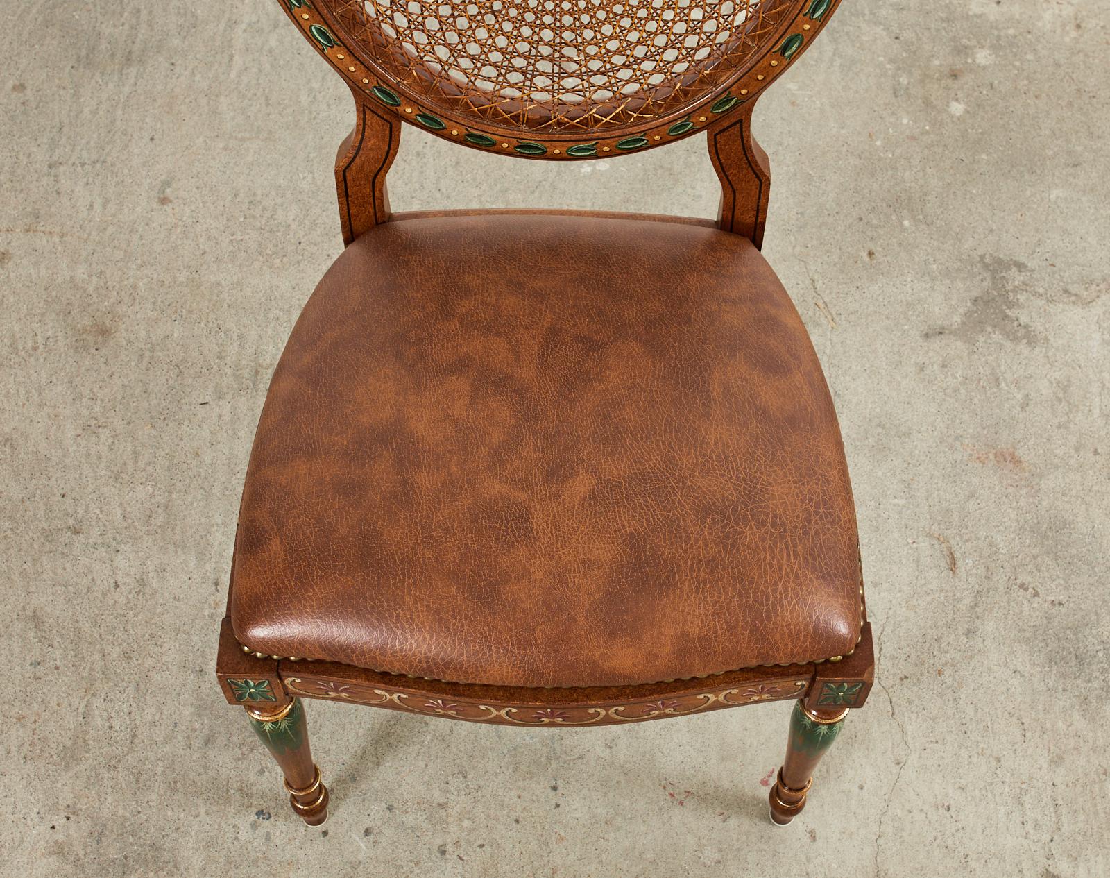 Pair of Galimberti Lino Hand-Painted Cane Back Dining Chairs 5