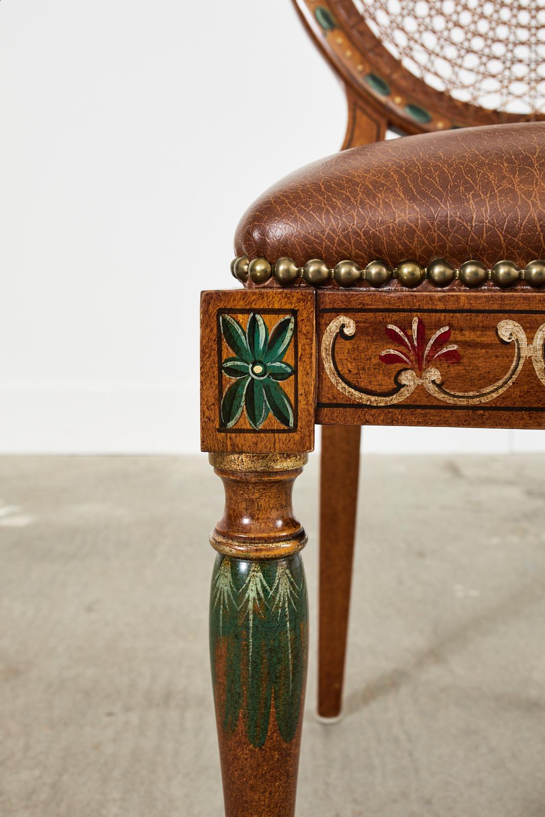 Pair of Galimberti Lino Hand-Painted Cane Back Dining Chairs 7