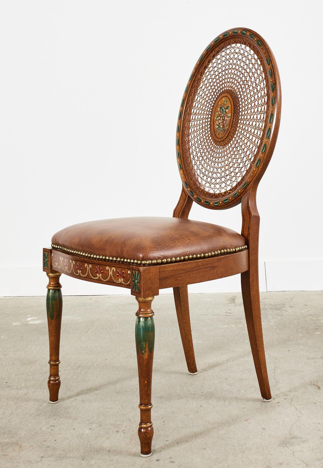 Pair of Galimberti Lino Hand-Painted Cane Back Dining Chairs 9