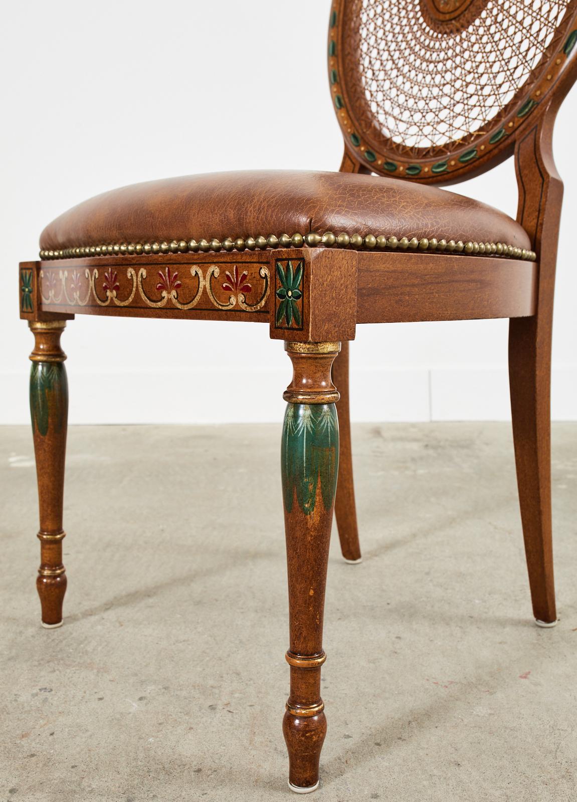 Pair of Galimberti Lino Hand-Painted Cane Back Dining Chairs 11