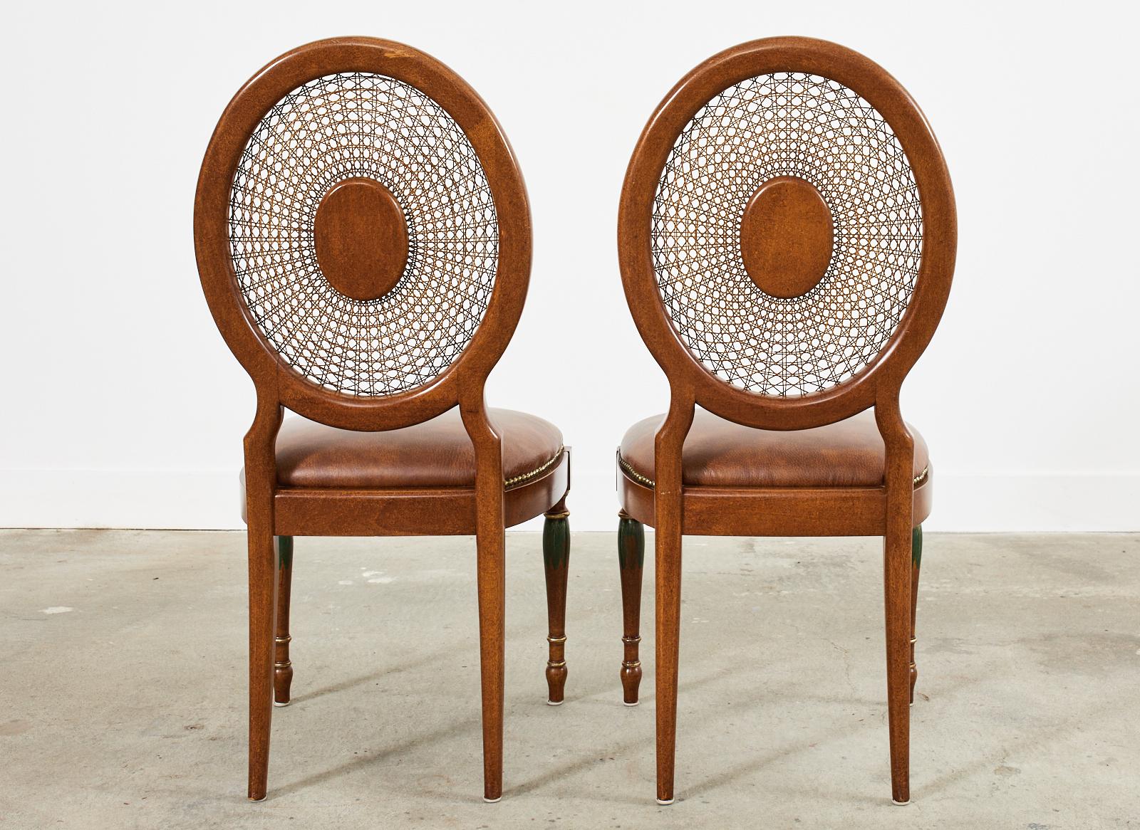 Pair of Galimberti Lino Hand-Painted Cane Back Dining Chairs 12