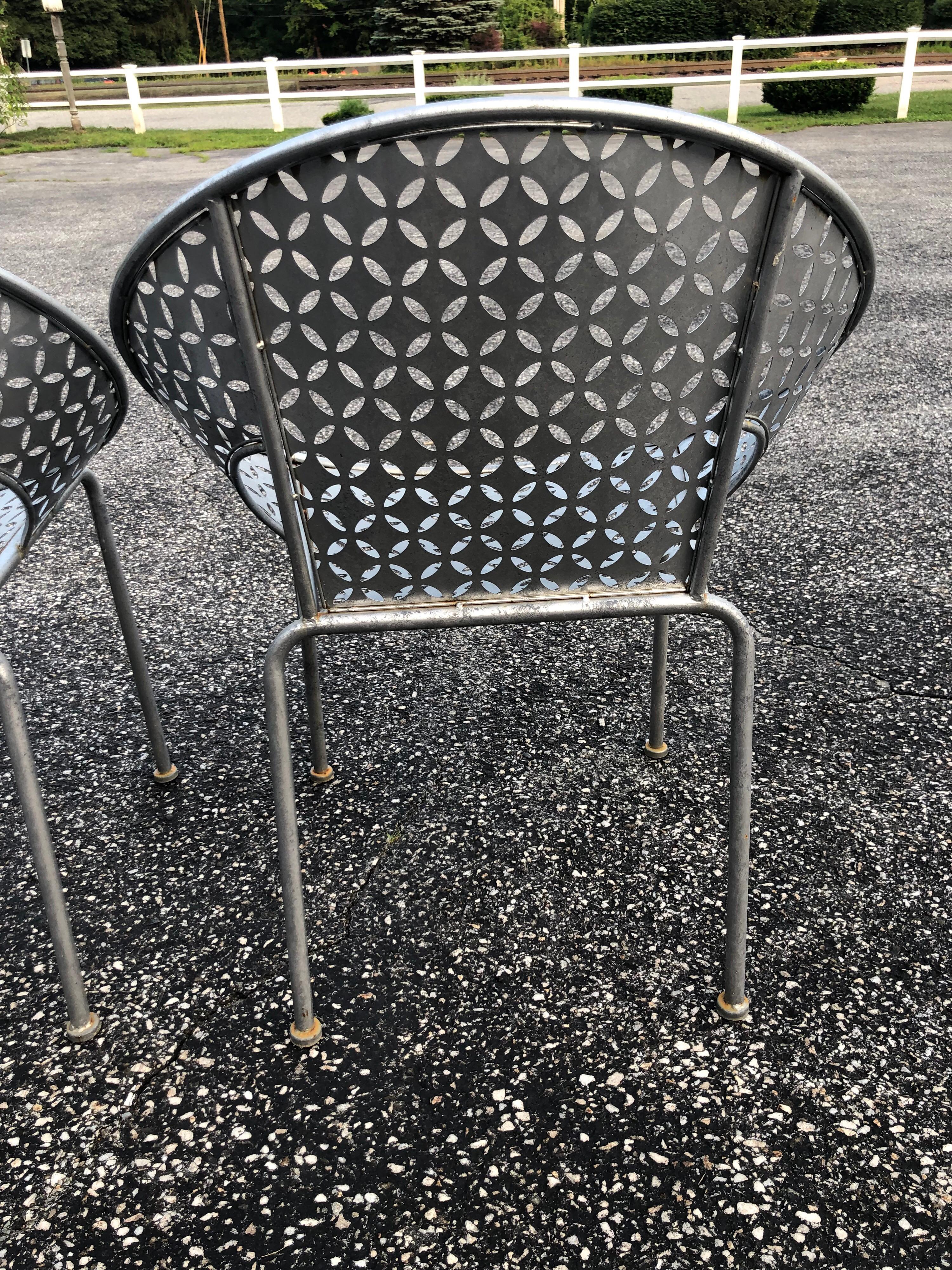 Pair of Galvanized Steel Saucer Chairs 2