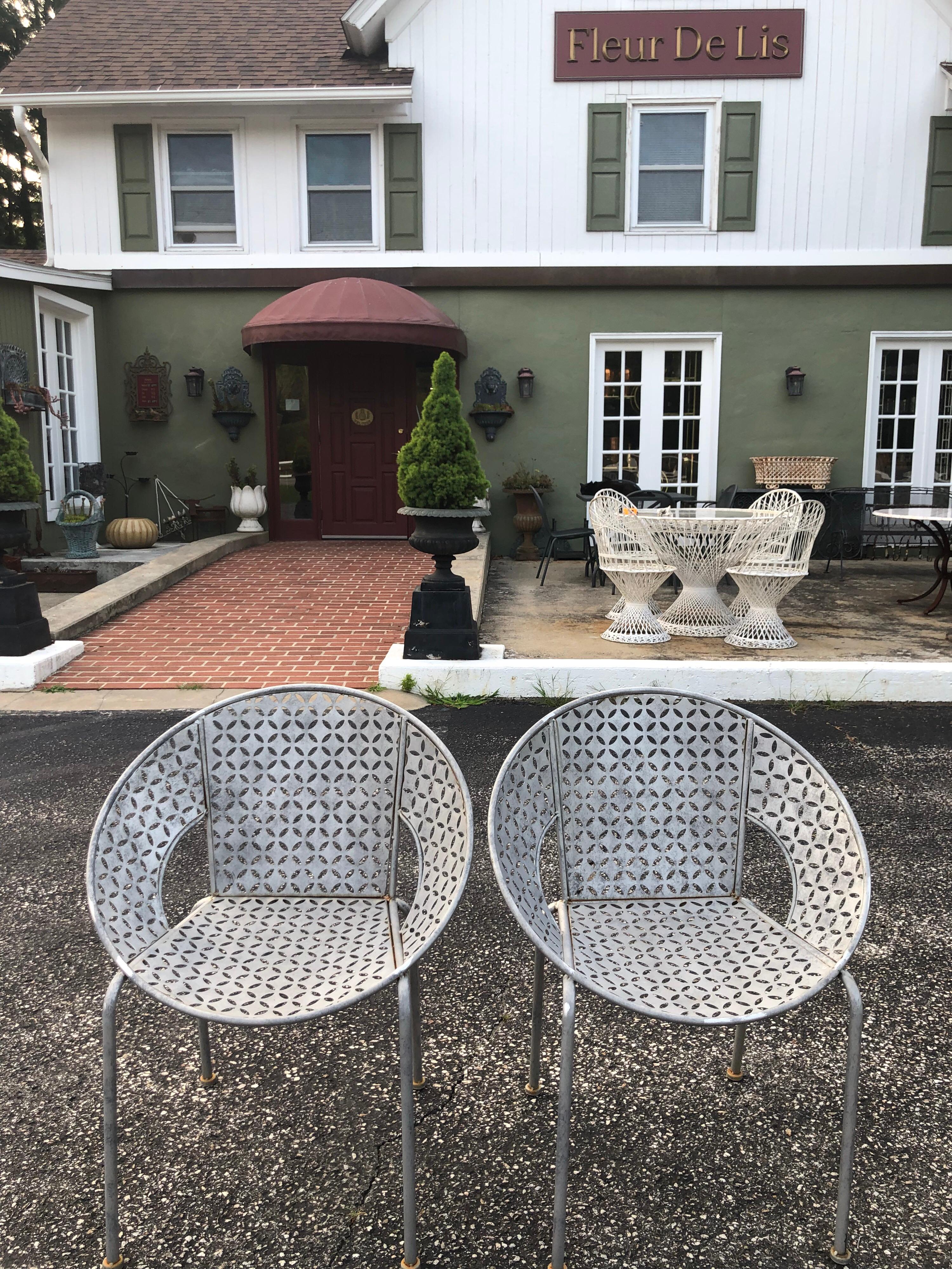 Pair of Galvanized Steel Saucer Chairs 3