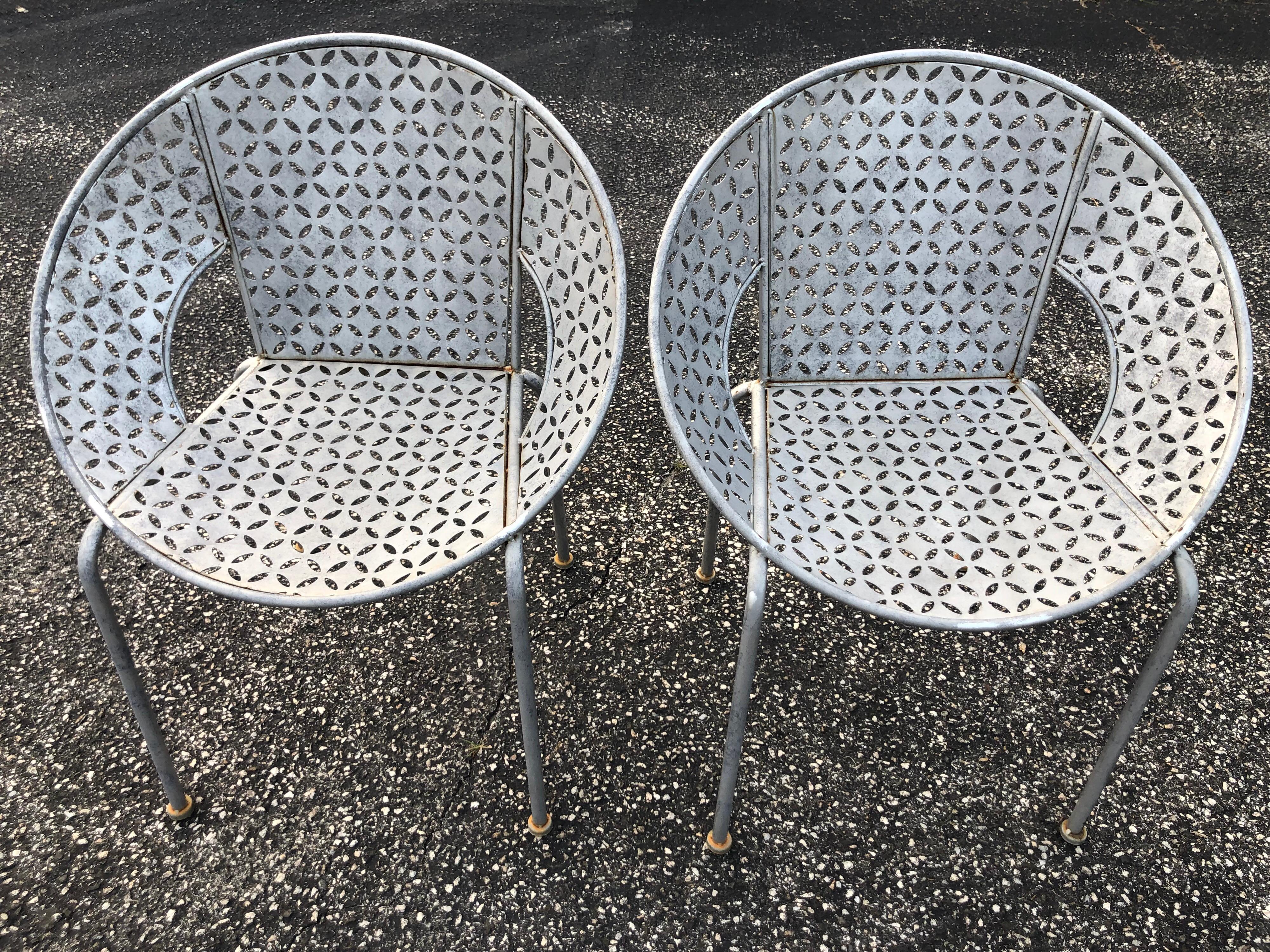 Pair of Galvanized Steel Saucer Chairs 4