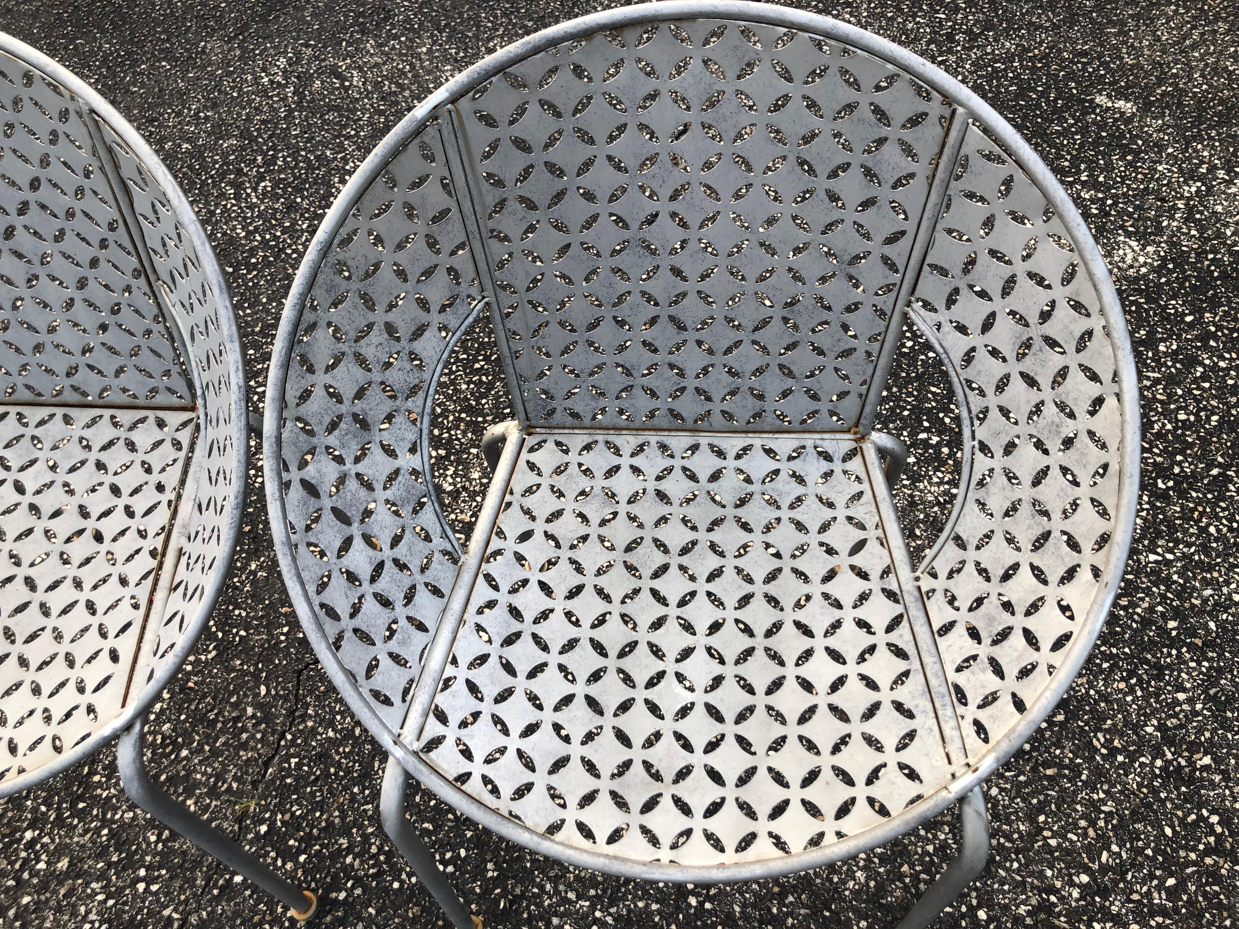 Pair of Galvanized Steel Saucer Chairs 5