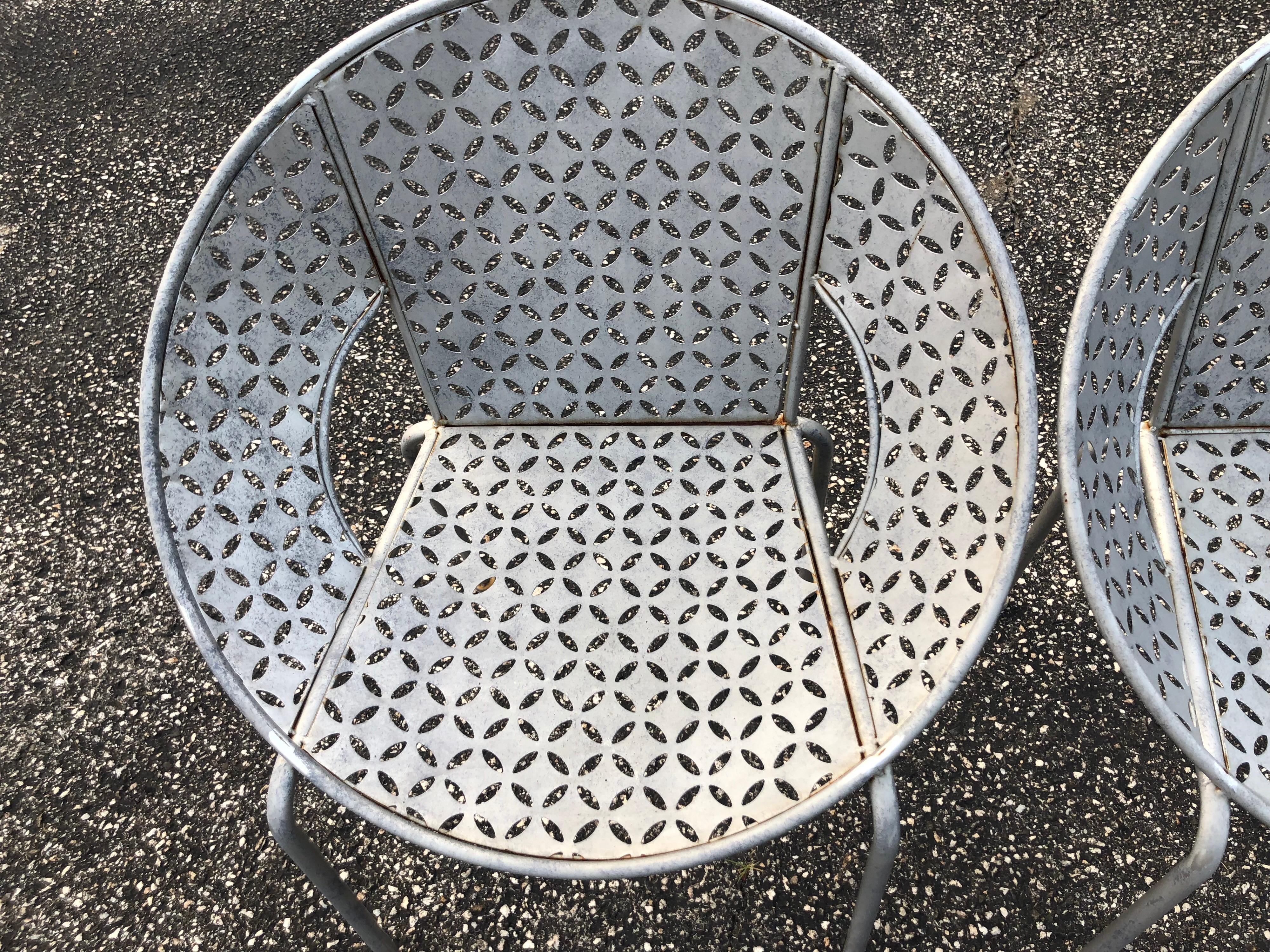 Pair of Galvanized Steel Saucer Chairs 6