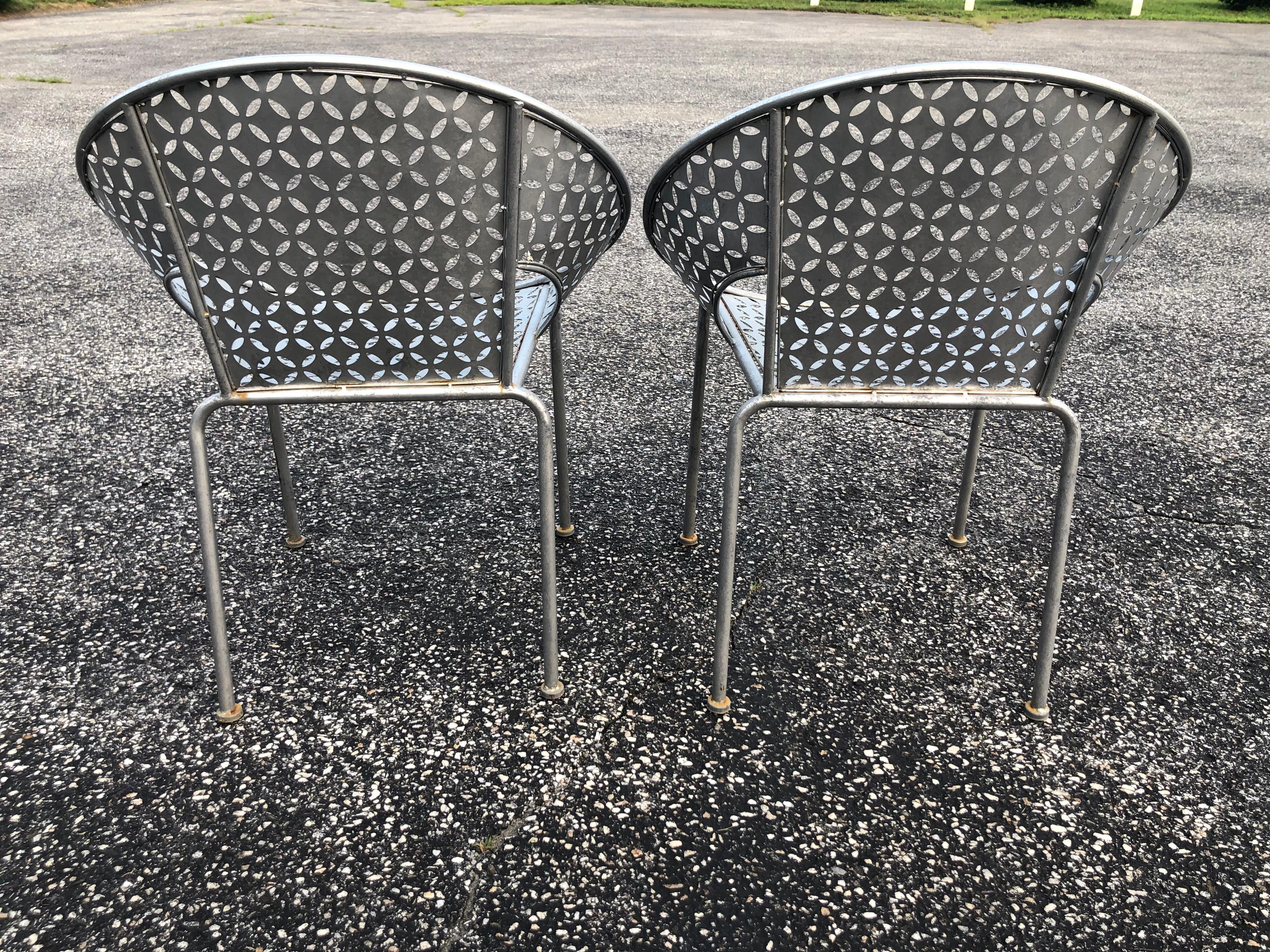 Contemporary Pair of Galvanized Steel Saucer Chairs