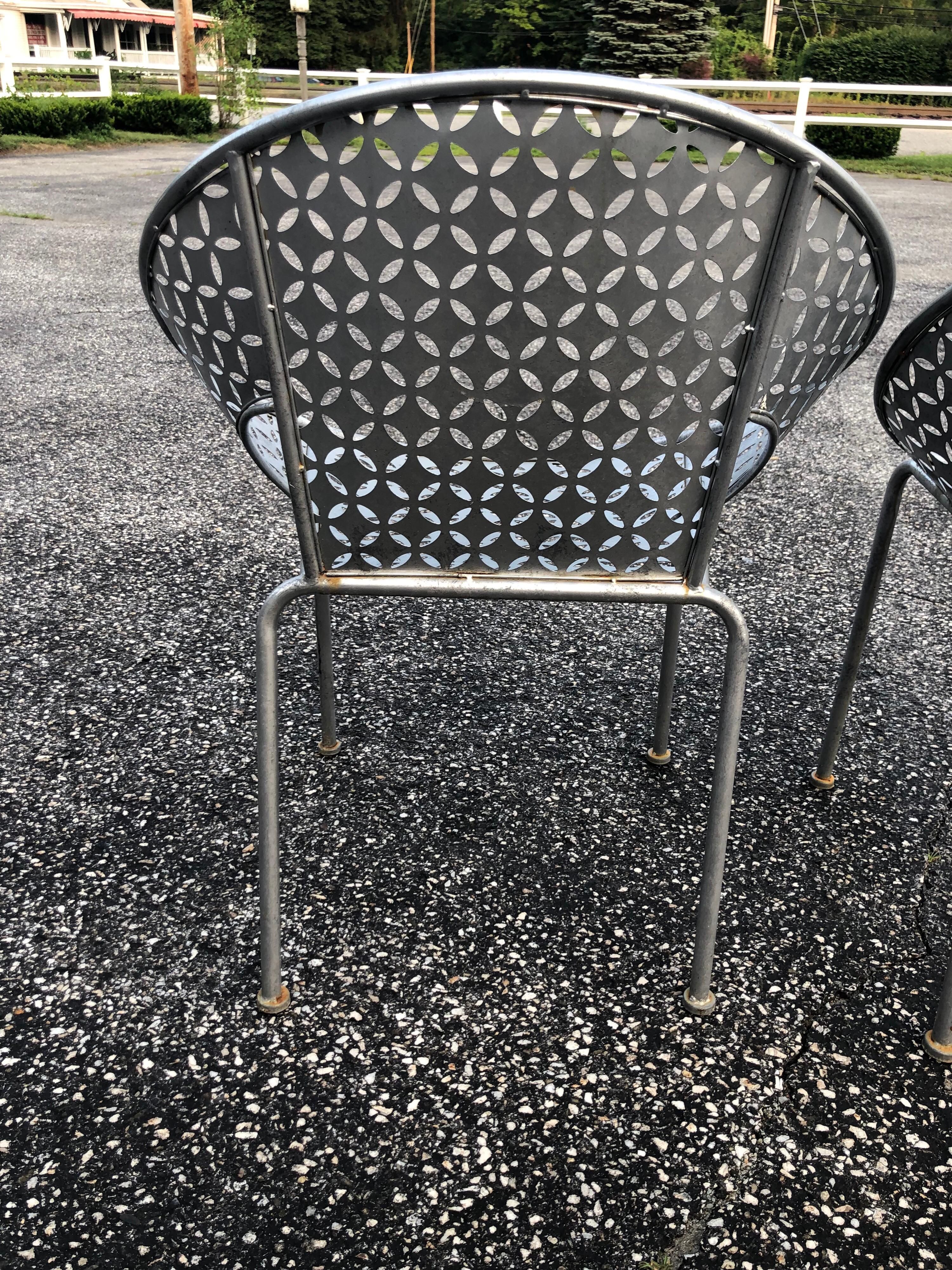 Pair of Galvanized Steel Saucer Chairs 1