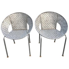 Pair of Galvanized Steel Saucer Chairs