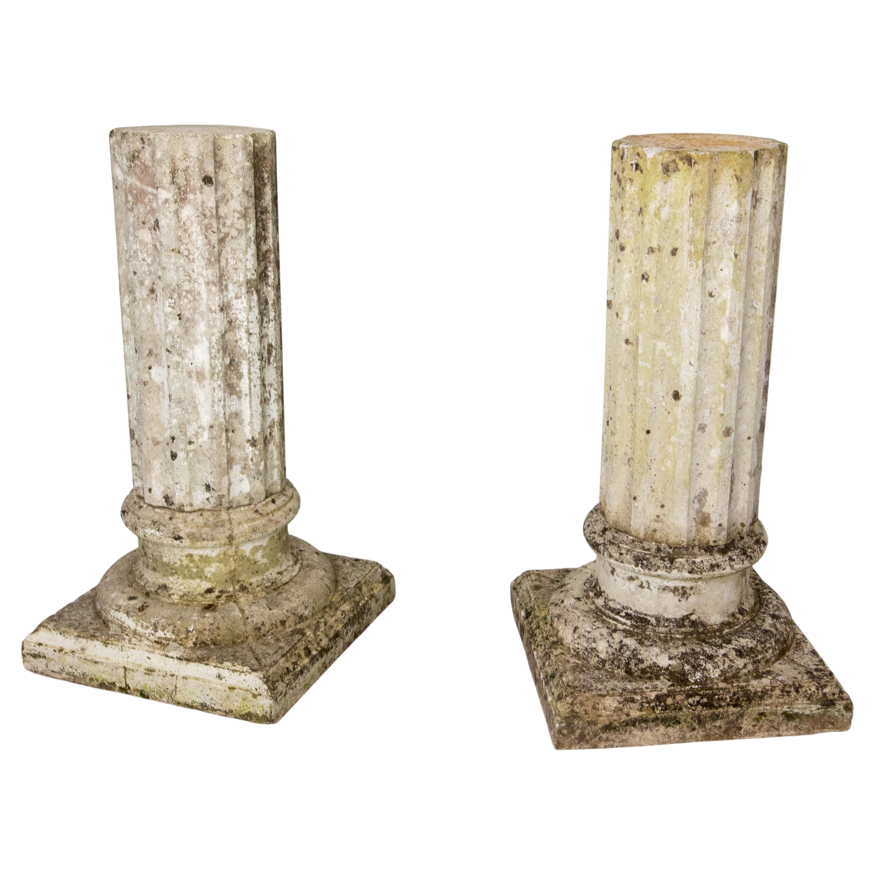 Pair of Garden Cement Column French, Mid-20th Century