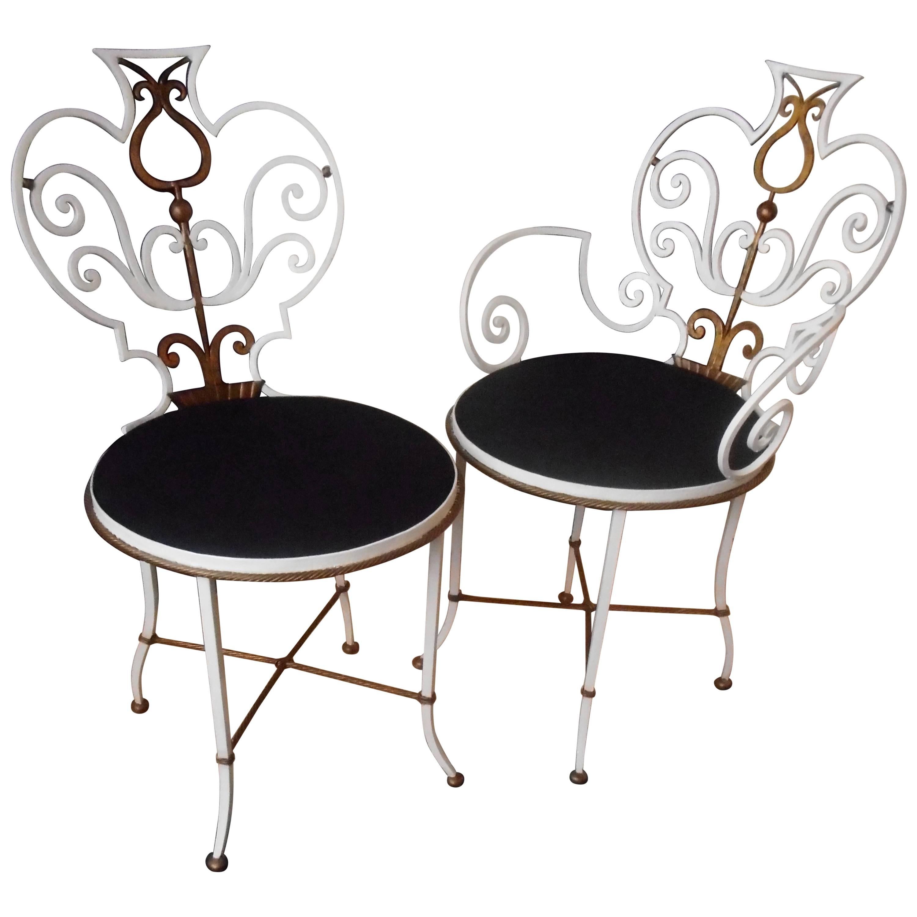 Pair of Garden Chairs by G. Poillerat For Sale