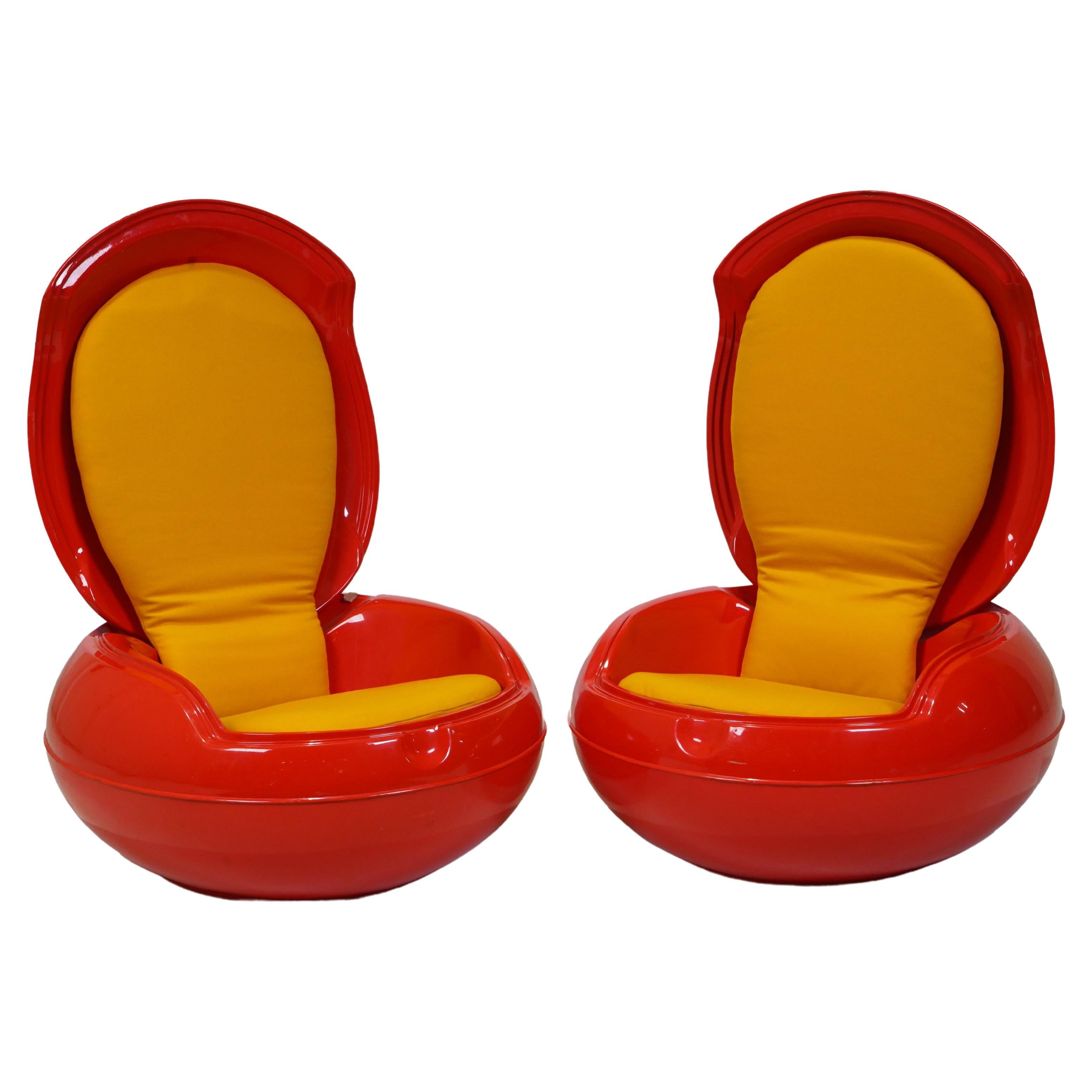 Pair of "Garden Egg" Epoxy Chairs by Peter Ghyczy For Sale