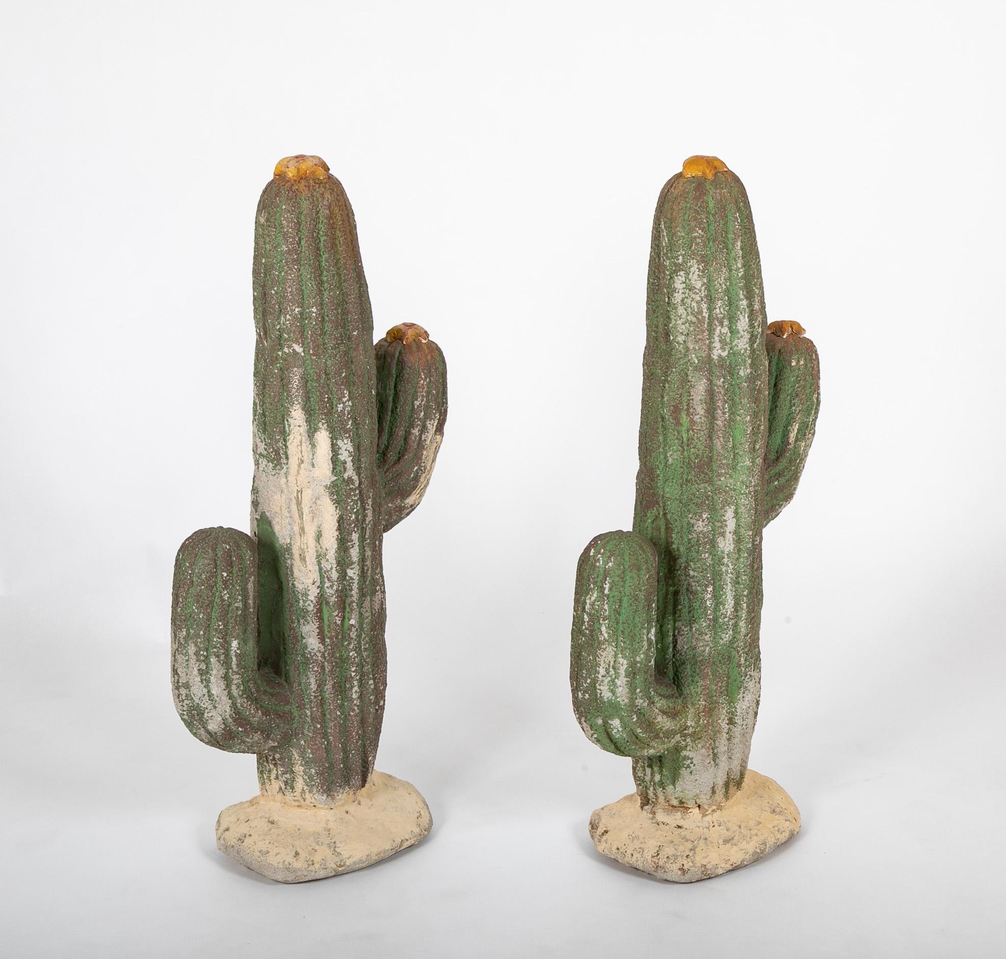 American Pair of Garden & Interior Cactus Sculptures
