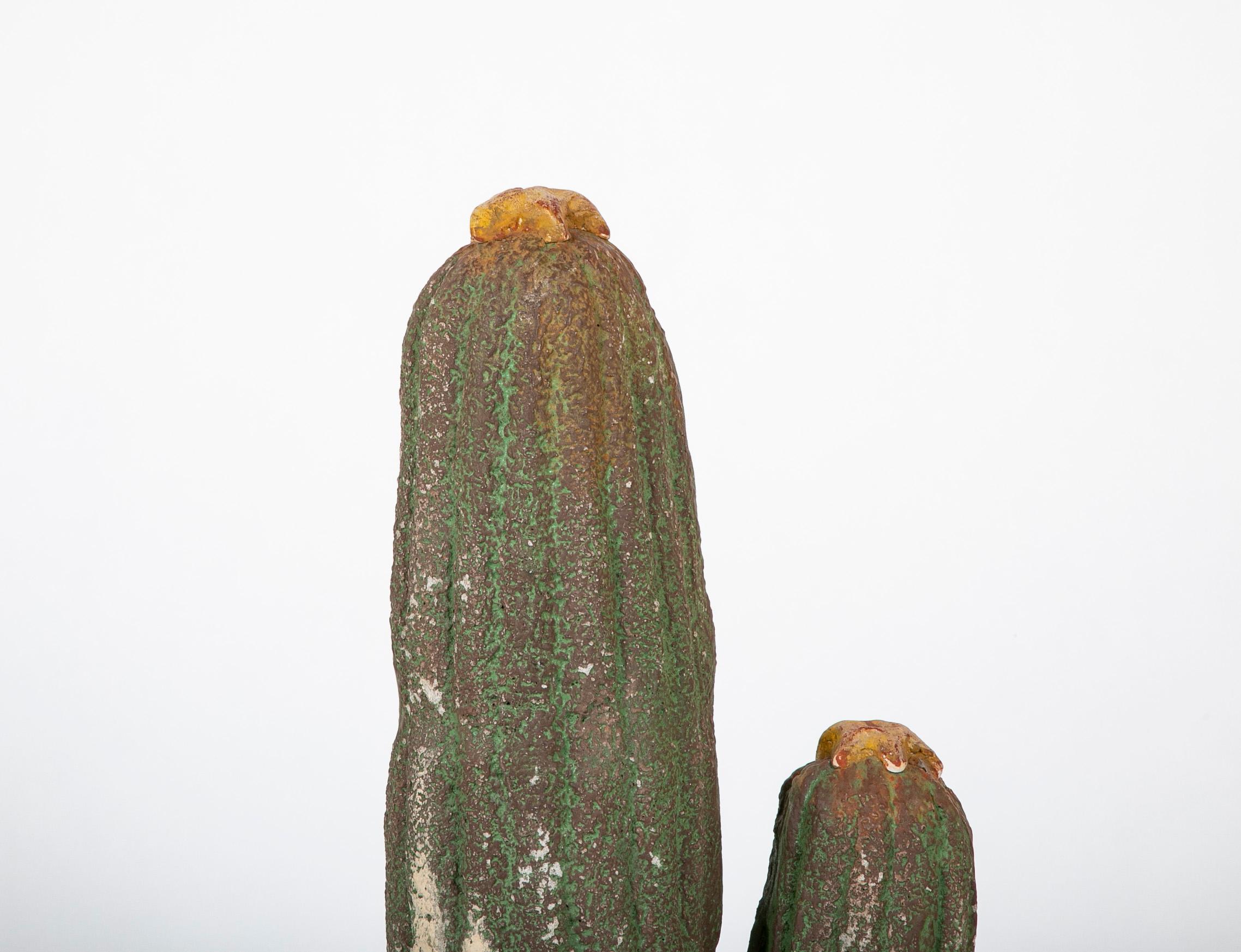 Cast Stone Pair of Garden & Interior Cactus Sculptures