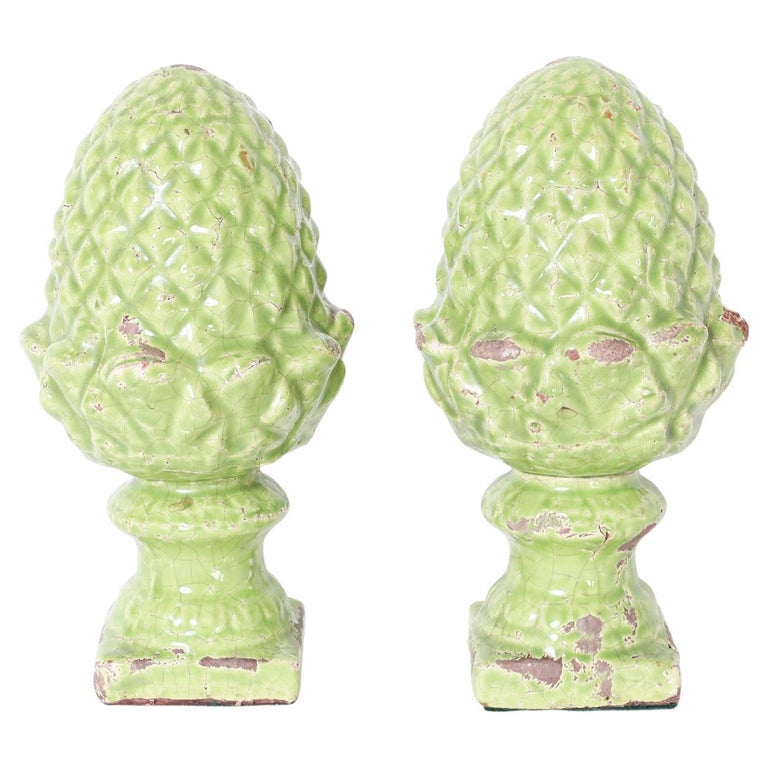 Pair of Garden Pineapple Finials For Sale at 1stDibs
