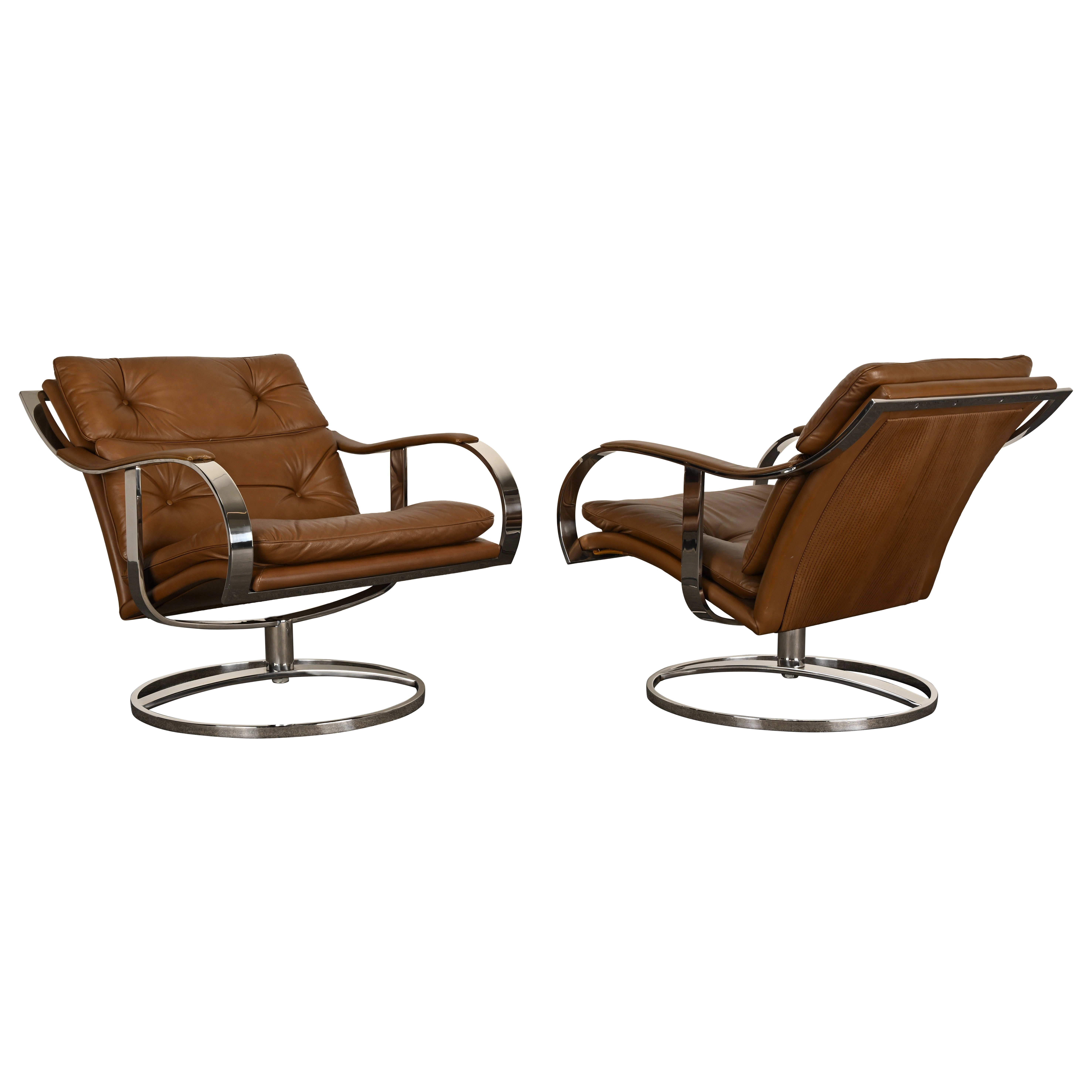 Pair of Gardner Leaver for Steelcase Model 451 Swivel Lounge Chairs, 1974 For Sale