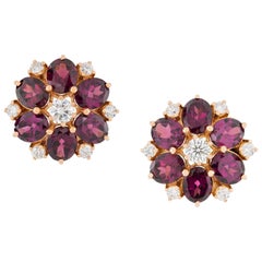 Vintage Pair of Garnet and Diamond Earrings