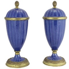 Pair of Garniture in Lapis Blue by Paul Milet for Sevres