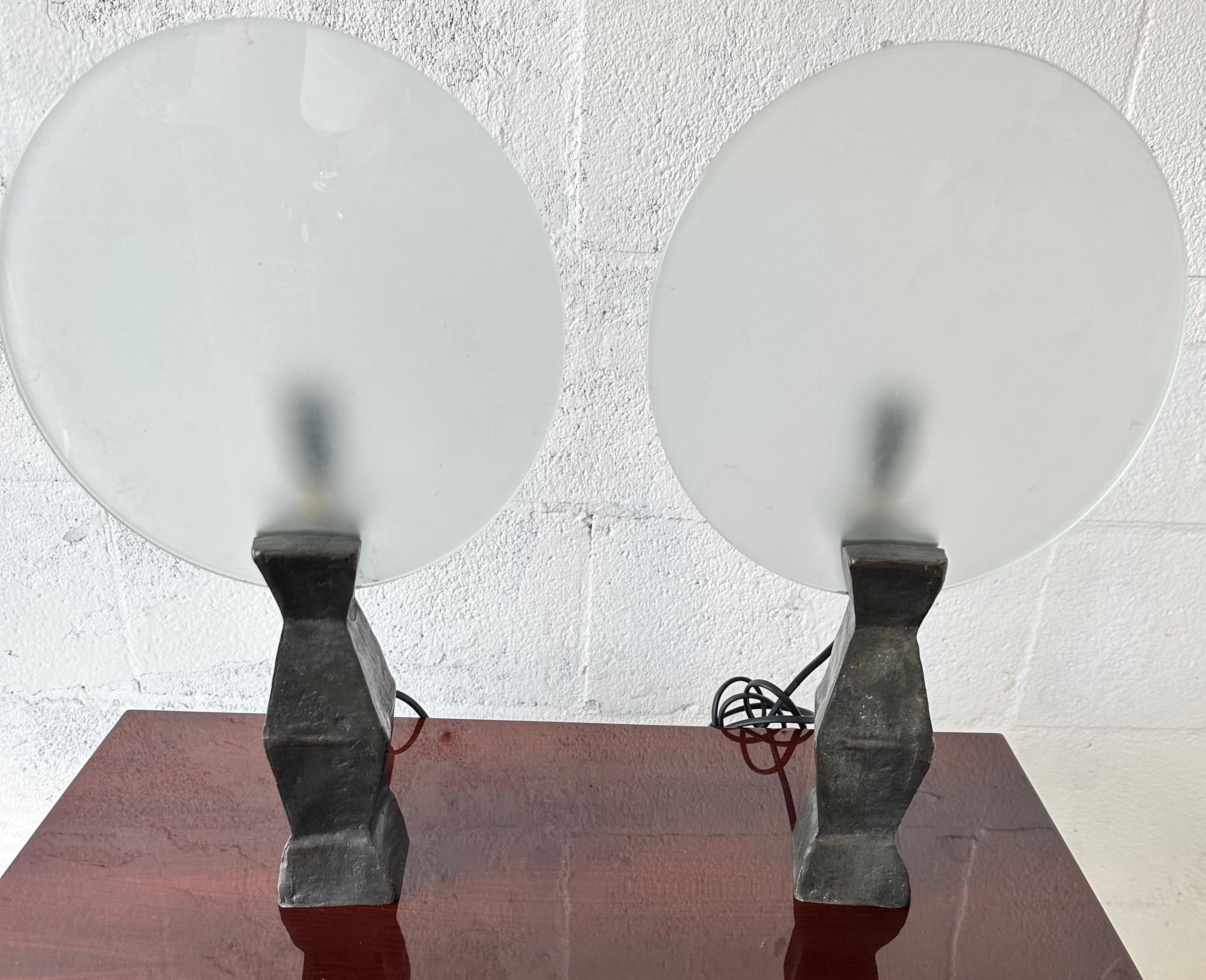 French Pair of Garouste et Bonetti “Moon“ Table Lamps