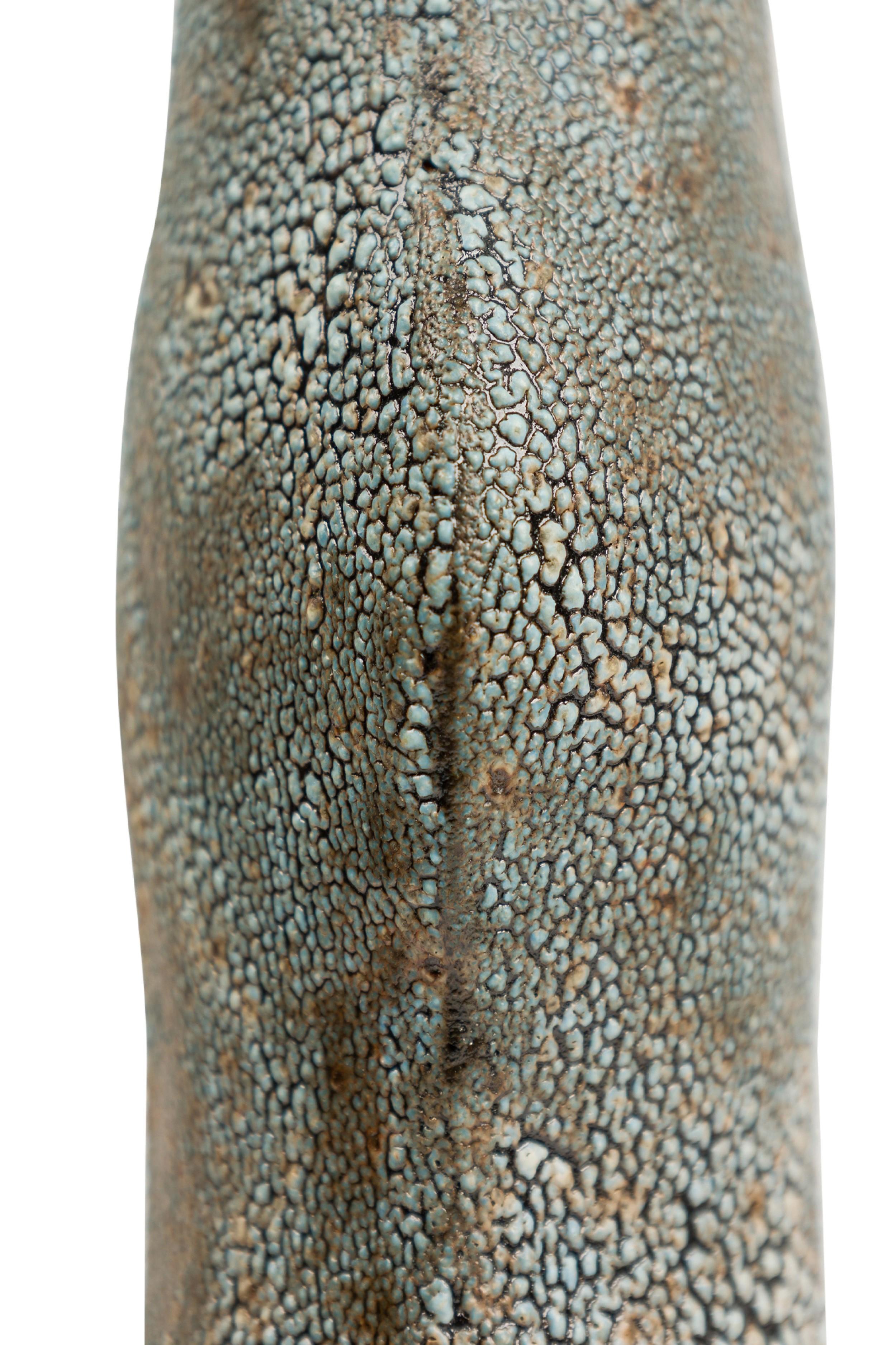 20th Century Pair of Gary DiPasquale Hand-Built Blue-Black Bark Textured Envelope Lamps For Sale