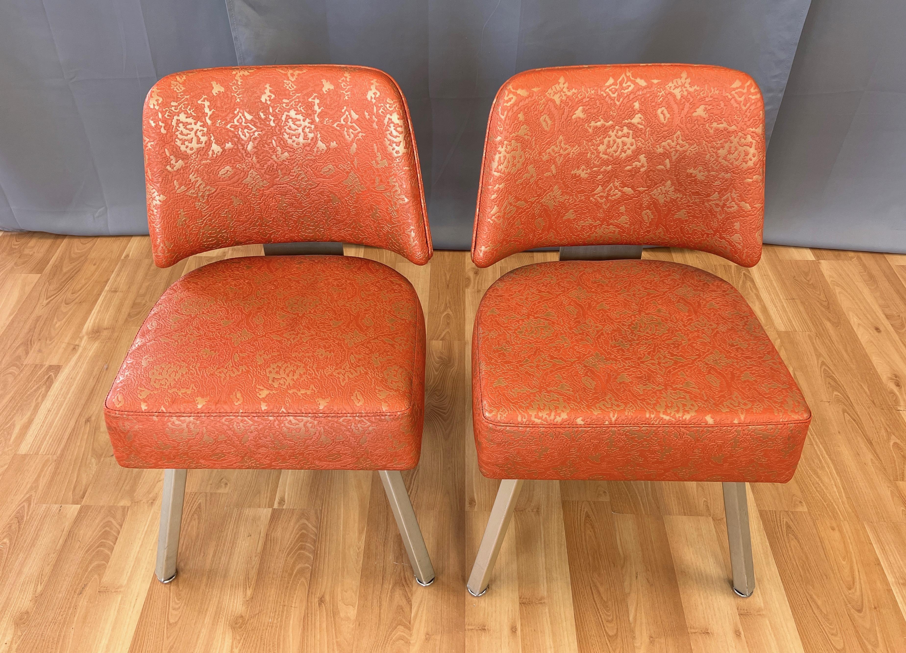 Pair of Gasser “California Cocktail Lounge” Vinyl & Aluminum Side Chairs, 1960  3