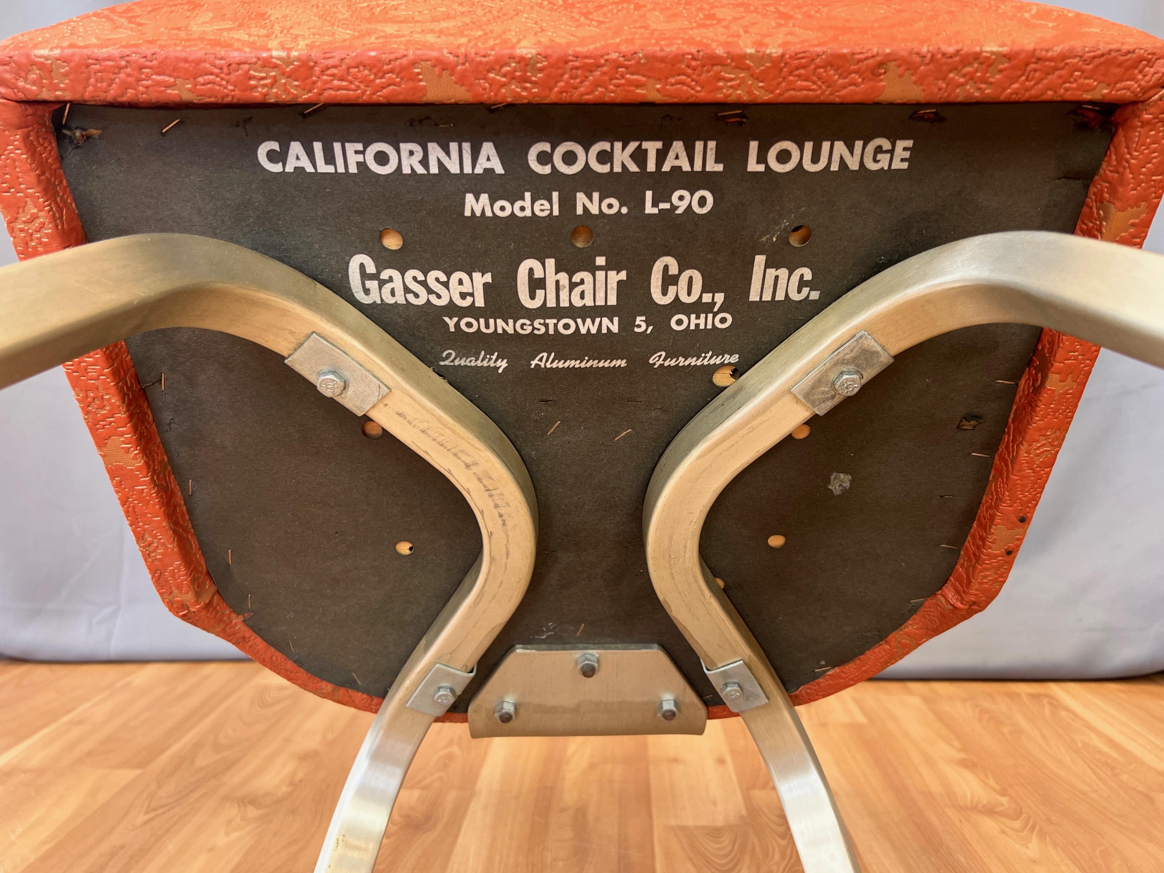 Pair of Gasser “California Cocktail Lounge” Vinyl & Aluminum Side Chairs, 1960  12