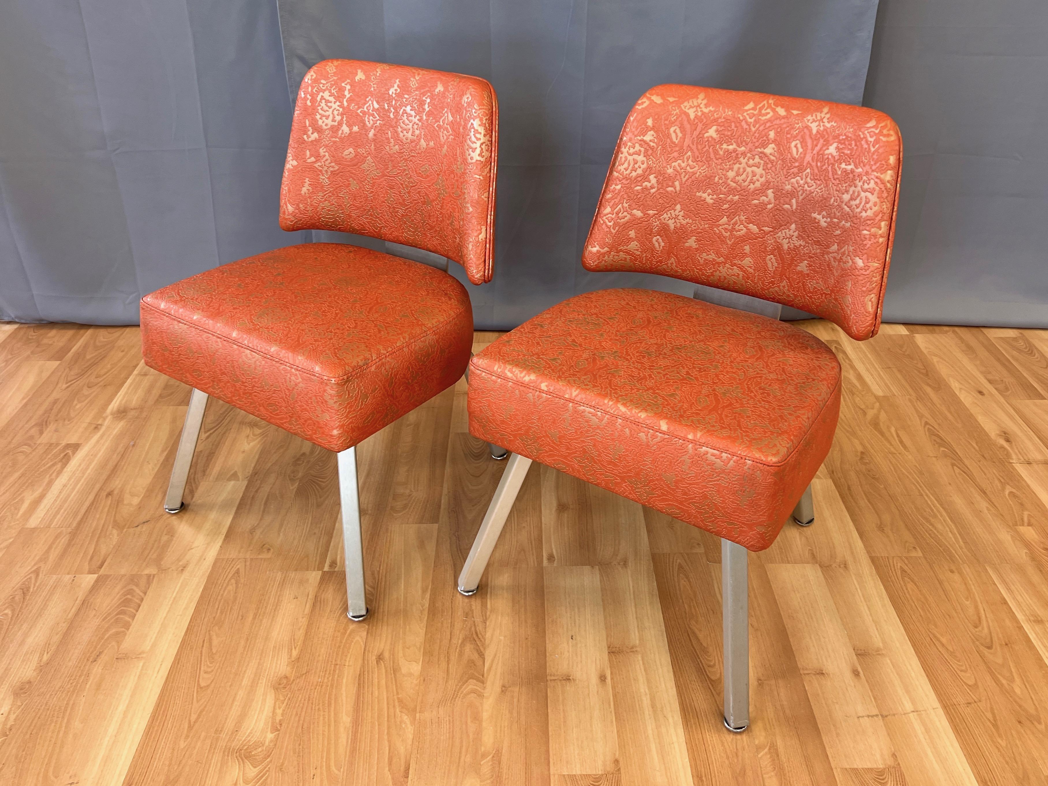 Pair of Gasser “California Cocktail Lounge” Vinyl & Aluminum Side Chairs, 1960  2
