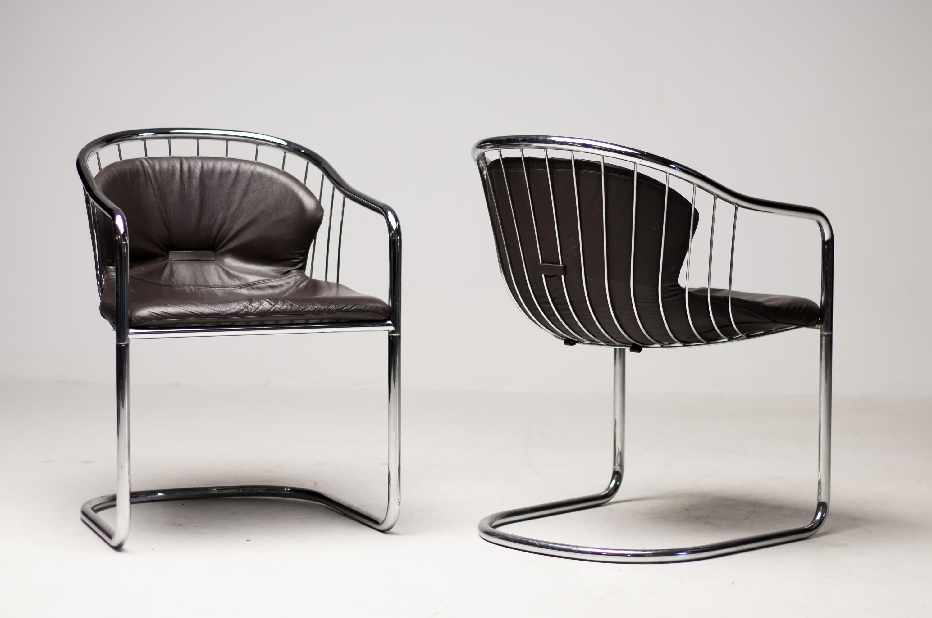 Late 20th Century Pair of Gastone Rinaldi Wire Chairs